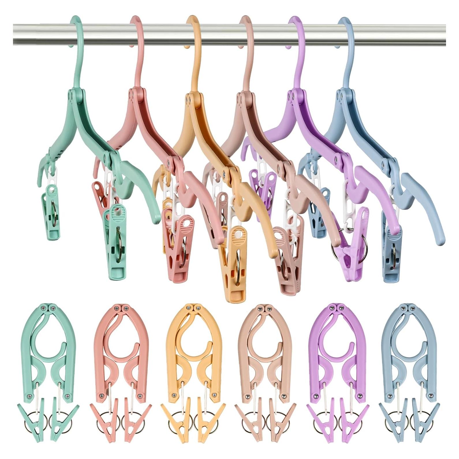 12 Perchas de Viaje Plegables Nokiils con Clips Multicolor