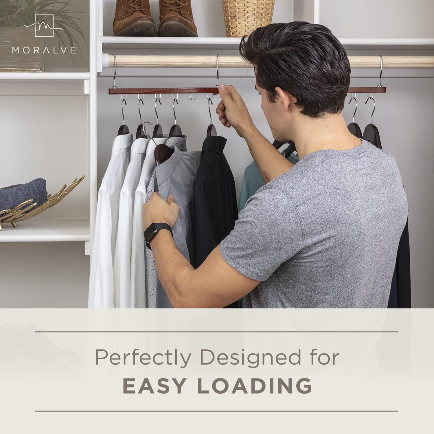 Perchas Ahorra Espacio MORALVE - 4 Piezas de Madera de Haya