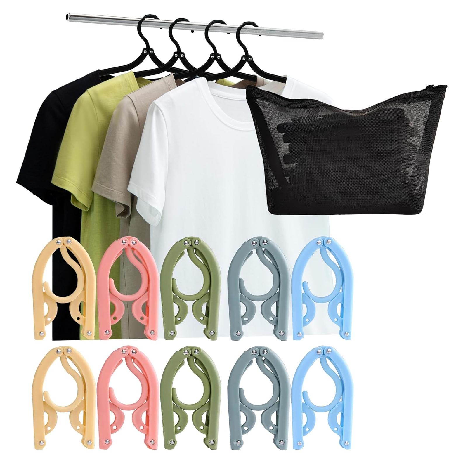 Perchas de Viaje Plegables SINJERREAY 10 Unidades Multicolor