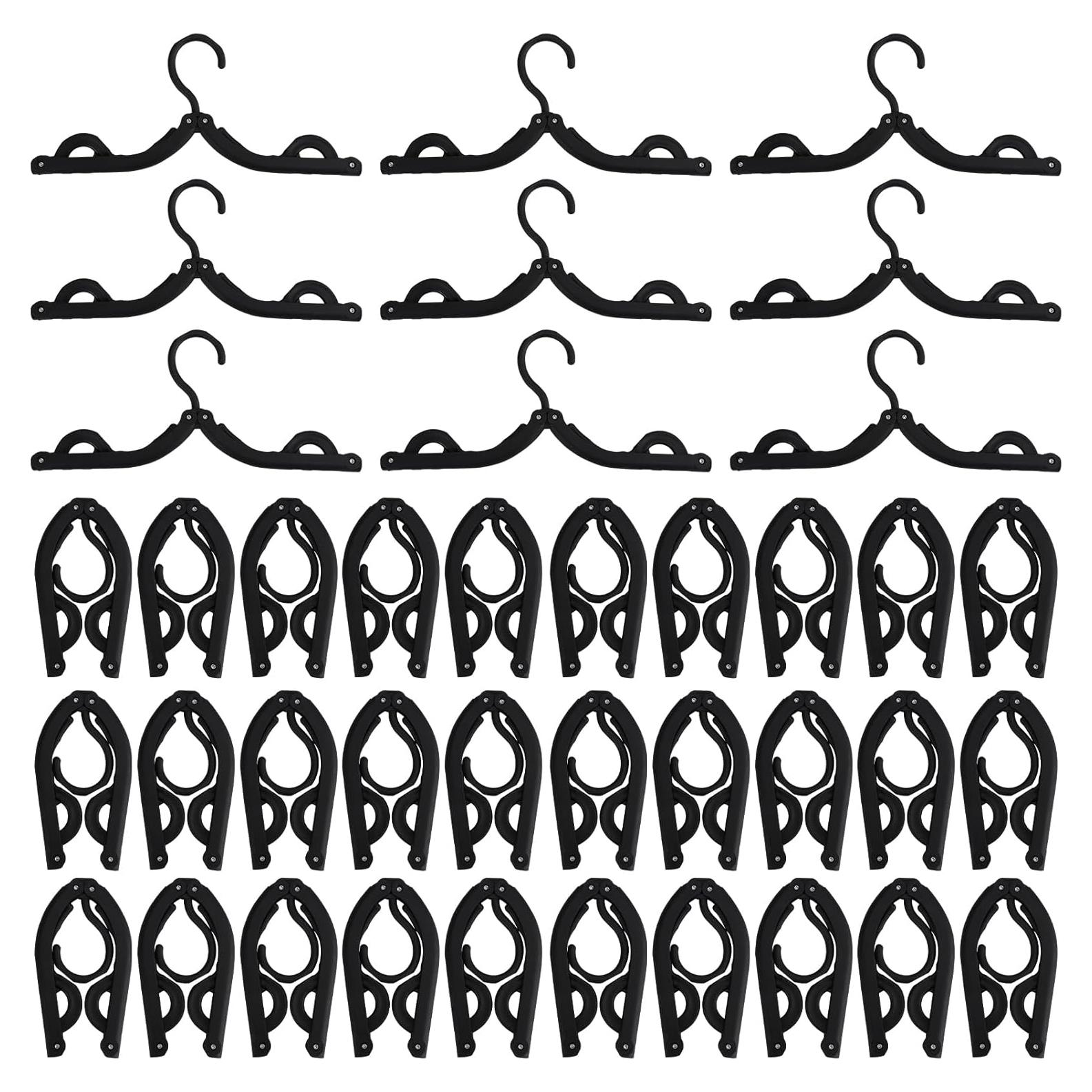 40 Perchas Plegables de Viaje Dyrfolm Antideslizantes Negras