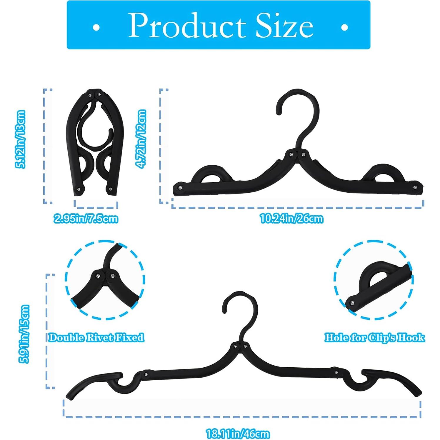 40 Perchas Plegables de Viaje Dyrfolm Antideslizantes Negras