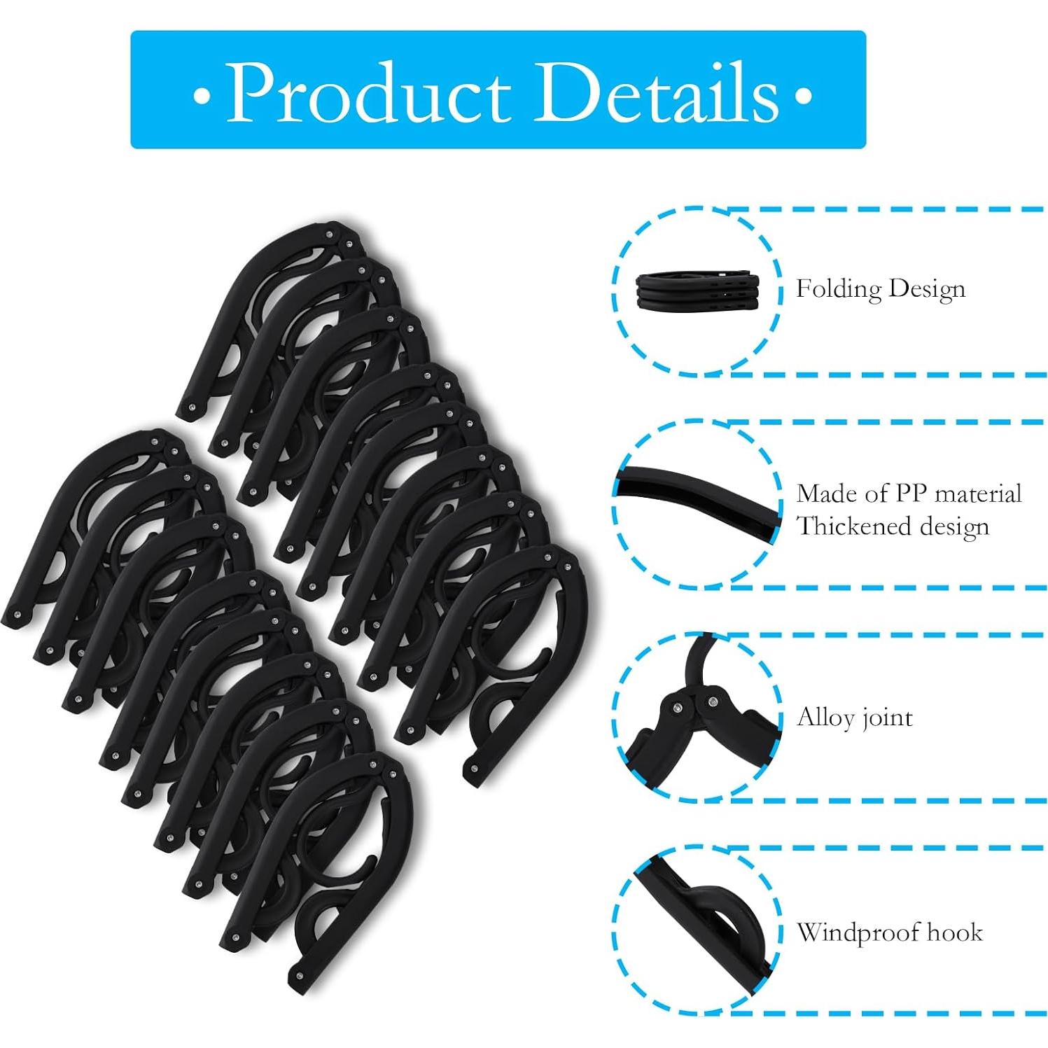 40 Perchas Plegables de Viaje Dyrfolm Antideslizantes Negras