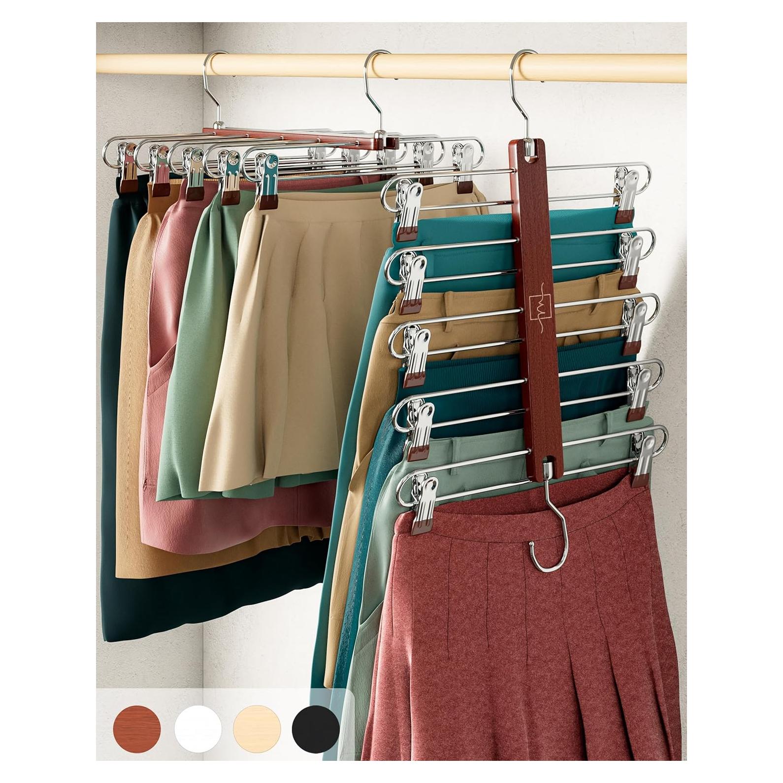 Perchas de Madera MORALVE para Faldas y Pantalones - 2 Paquete