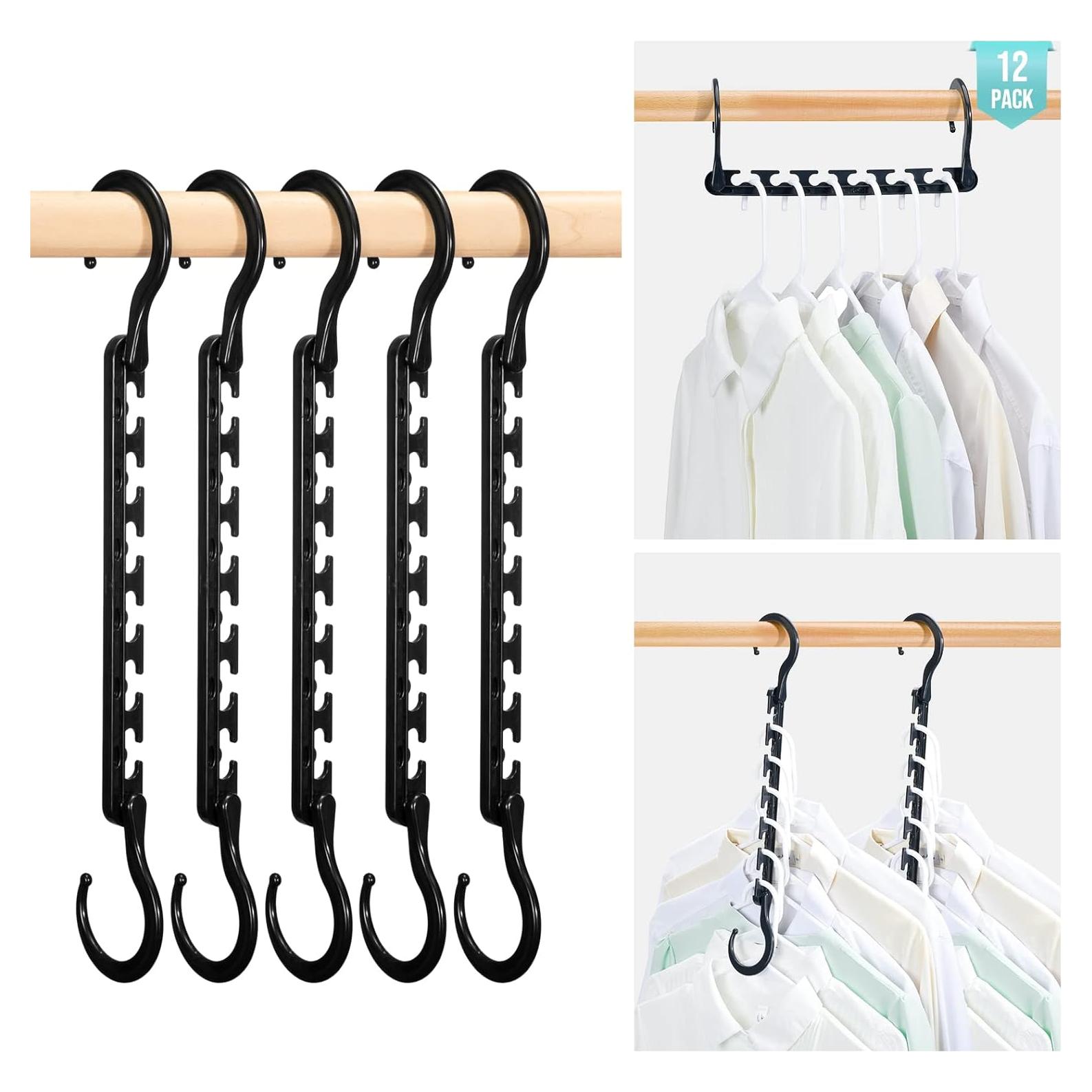 Perchas de Plástico HOUSE DAY 12 Pzas Ahorra Espacio Negro