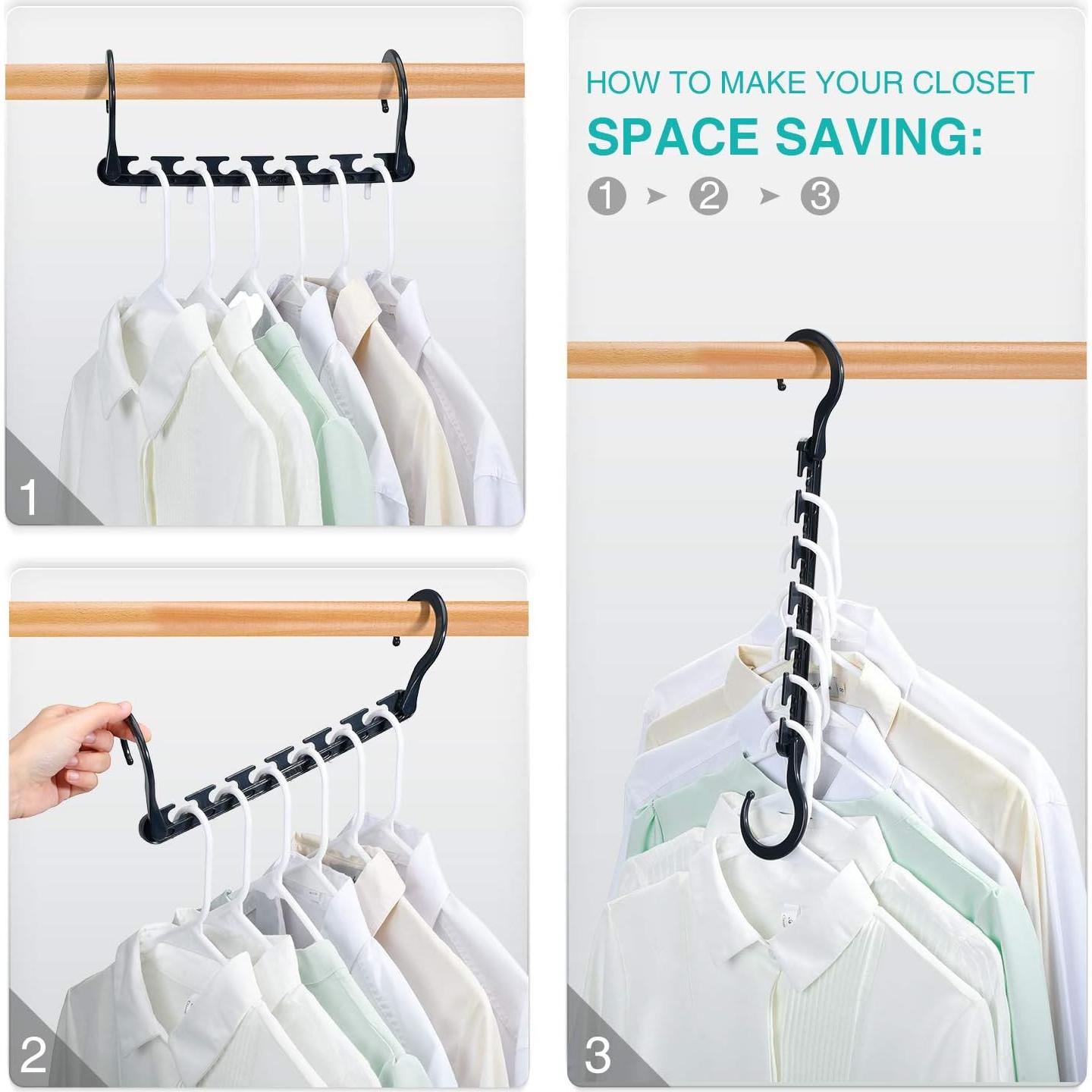 Perchas de Plástico HOUSE DAY 12 Pzas Ahorra Espacio Negro