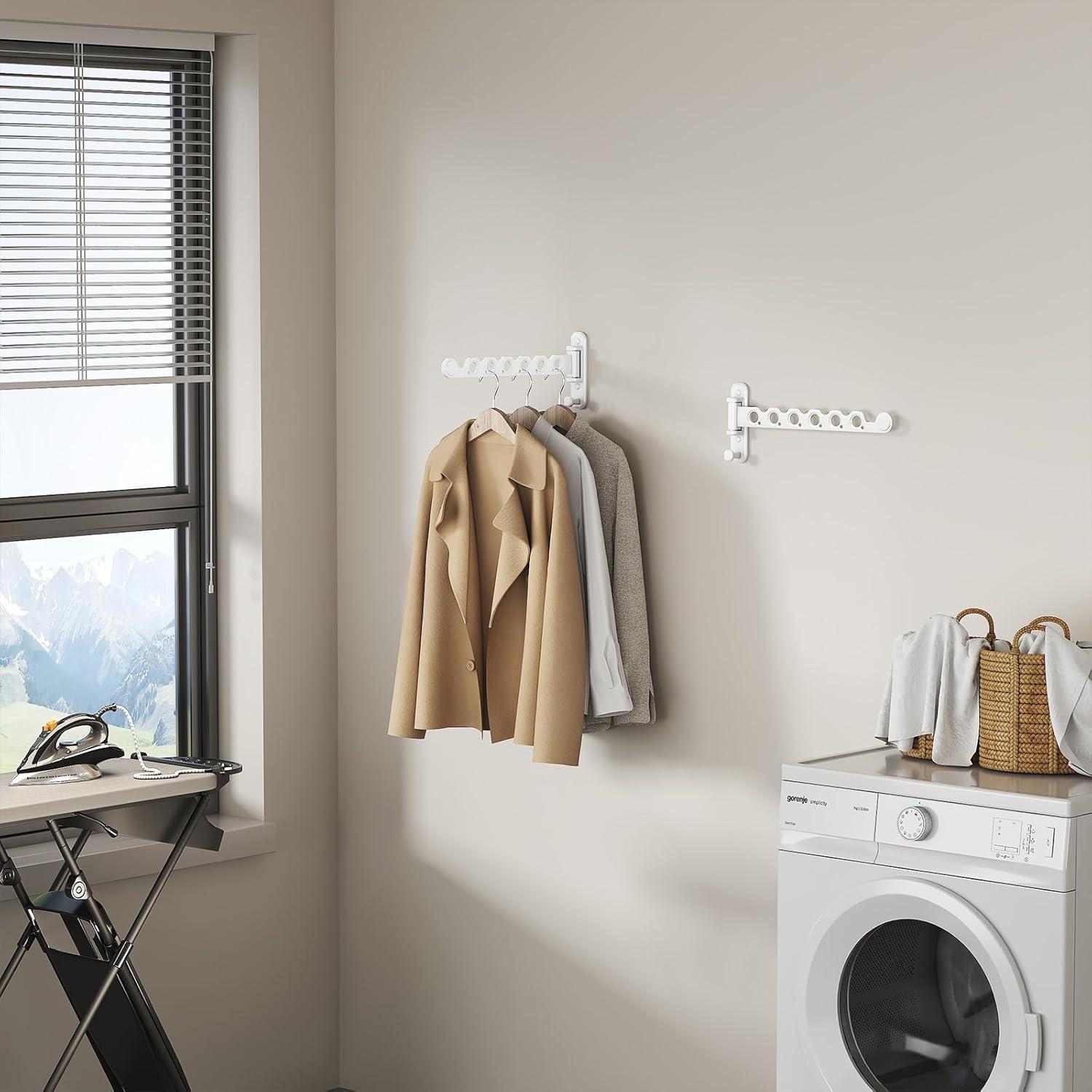 Soporte de Secado de Ropa Plegable Dancrul 6 Agujeros Blanco