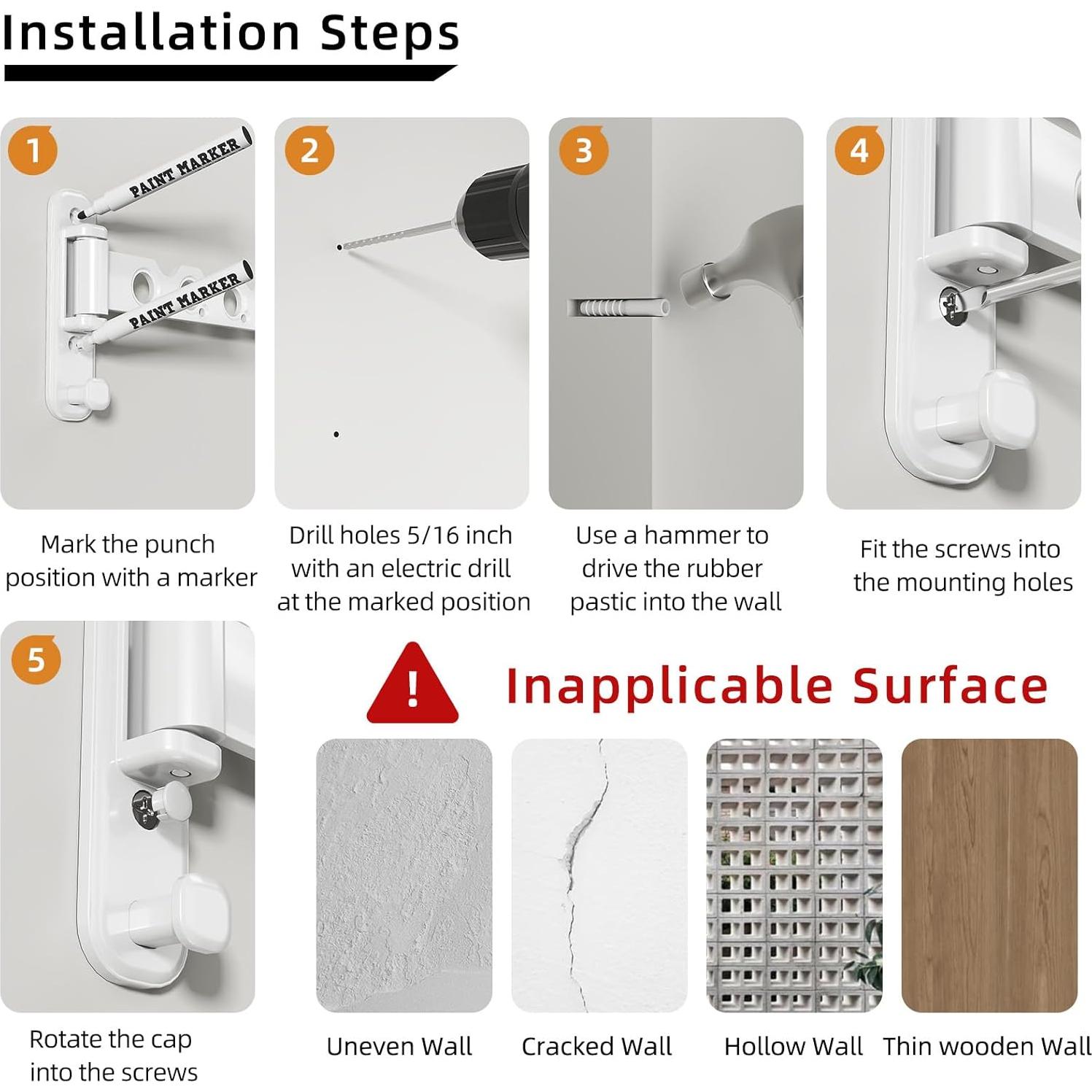 Soporte de Secado de Ropa Plegable Dancrul 6 Agujeros Blanco