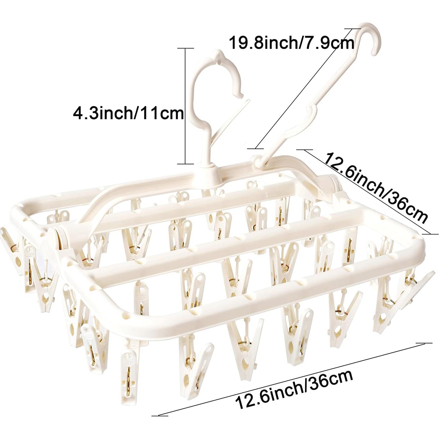 Perchero Plegable Foshine con 32 Clips para Secado Blanco