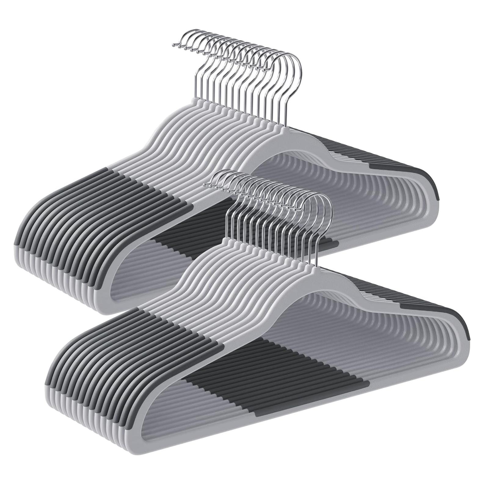 Perchas de Plástico SONGMICS 50 Unidades Ahorra Espacio Gris