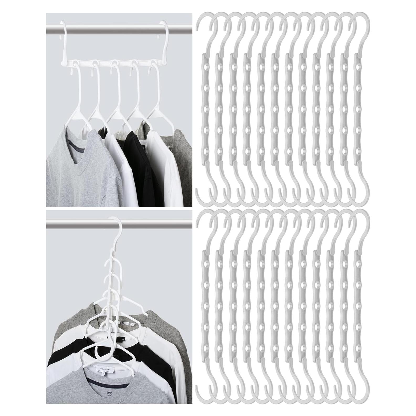 Perchas de plástico Mr. Pen, 24 piezas, blancas, ahorran espacio