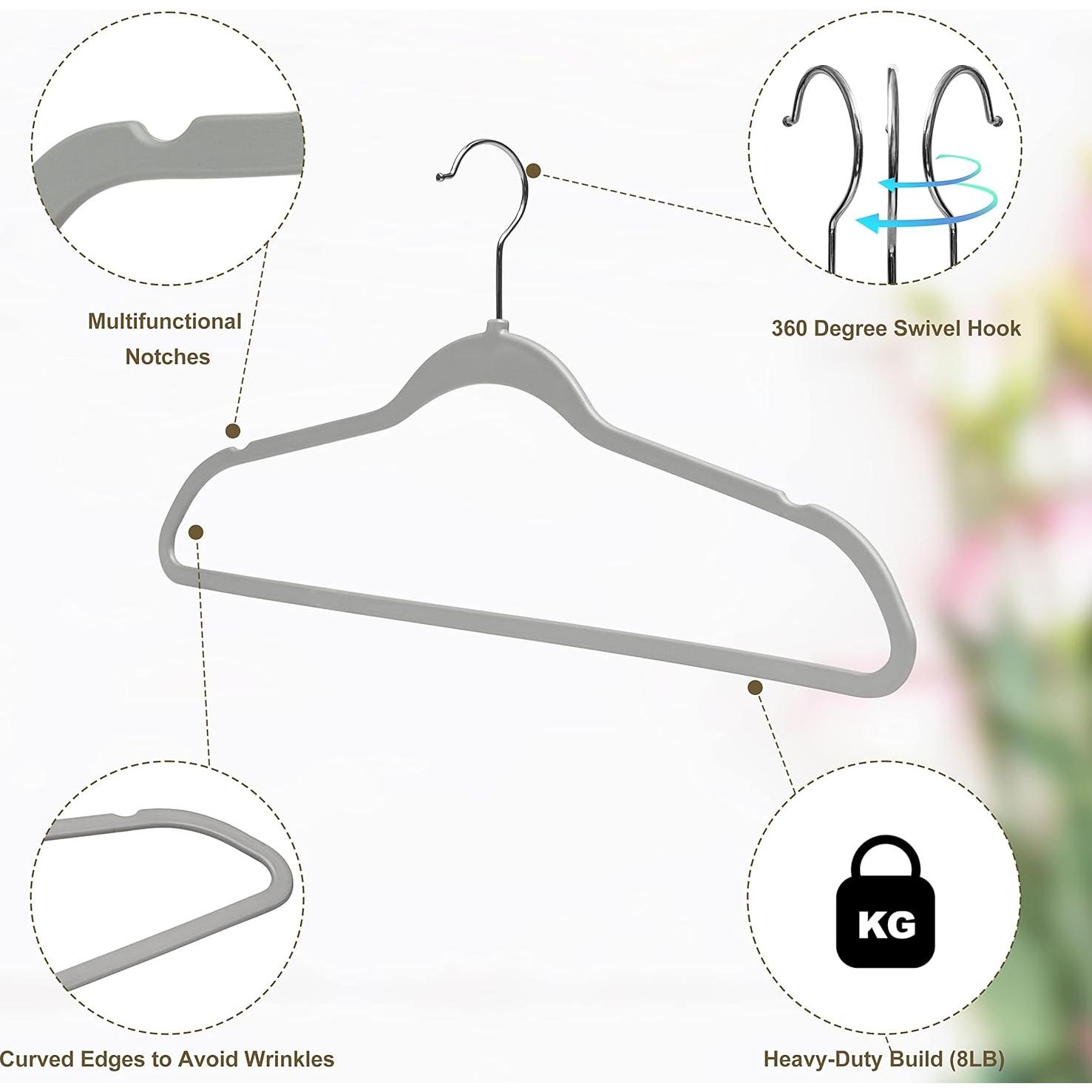 Juego de 50 Perchas de Plástico Quality Hangers Gris 44.5cm