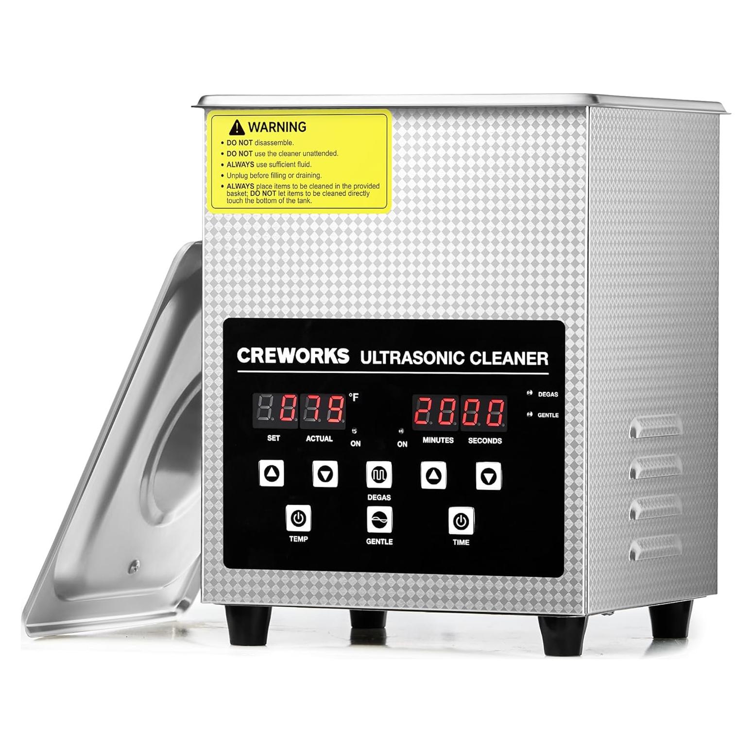 Limpia Ultrasónico Digital CREWORKS 2L con Calentador 150W