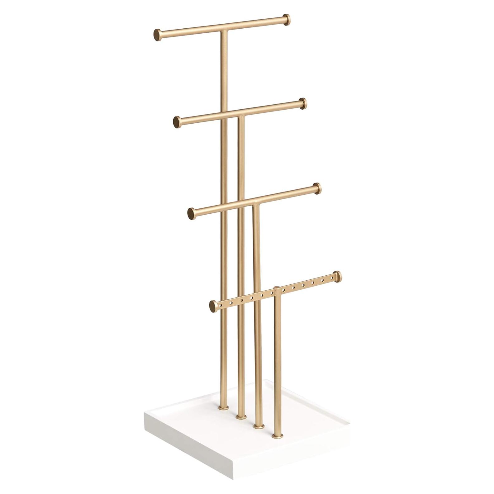 Soporte para Joyas 4 Niveles Amazon Basics - Blanco/Latón