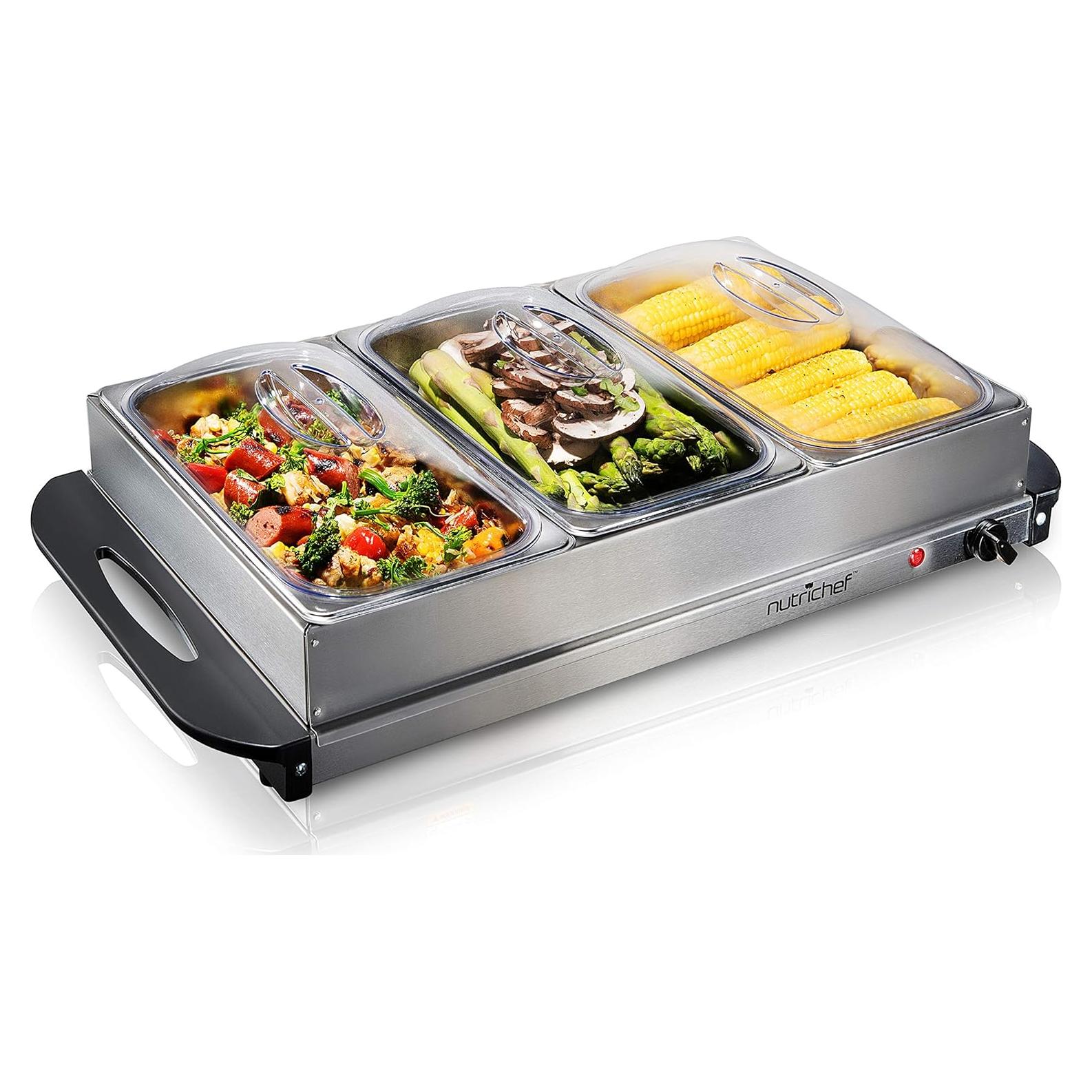 Servidor Buffet Calentador de Comida NutriChef 3 Bandejas 300W