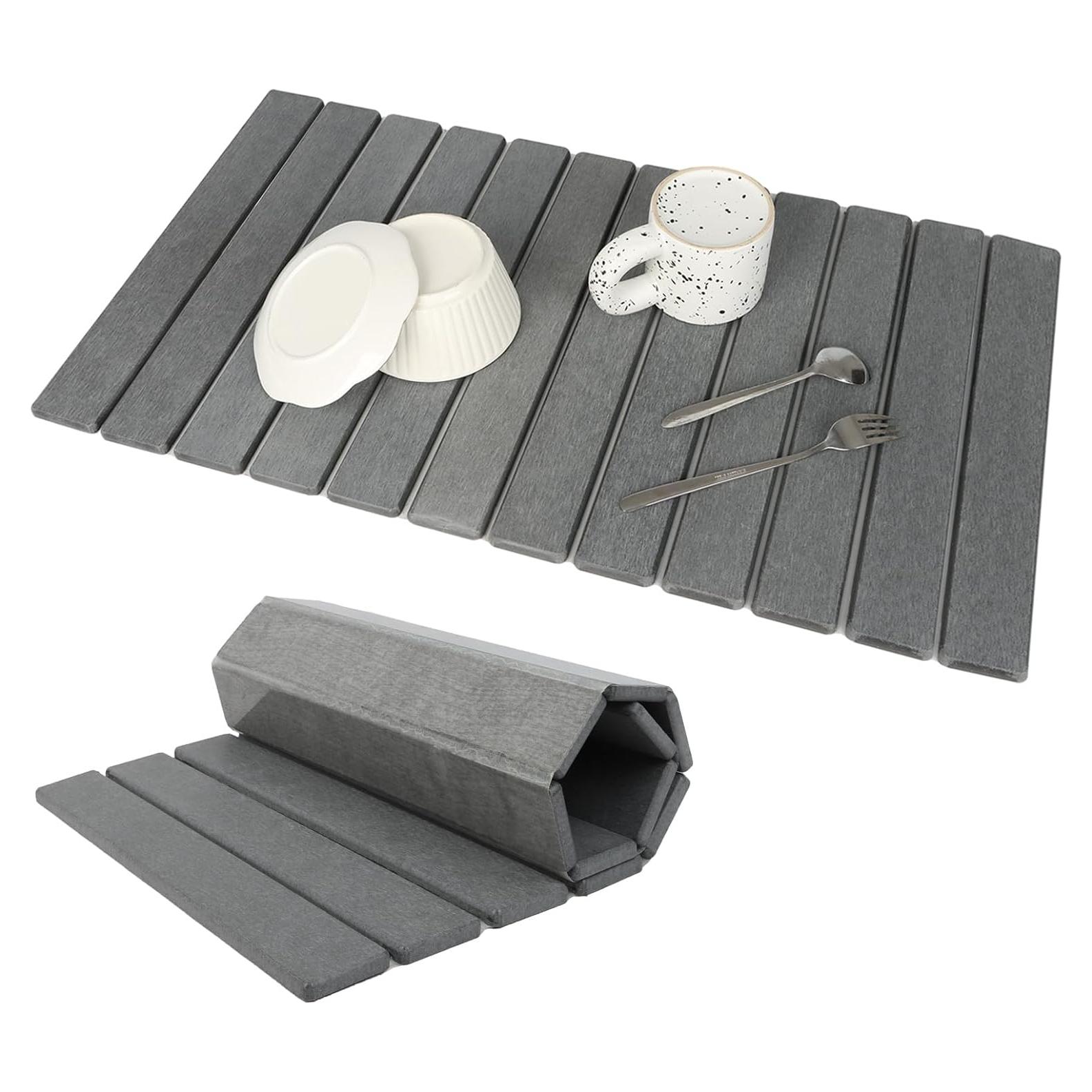 Alfombrilla de Secado de Piedra Bunmery 71x39 cm Gris Oscuro