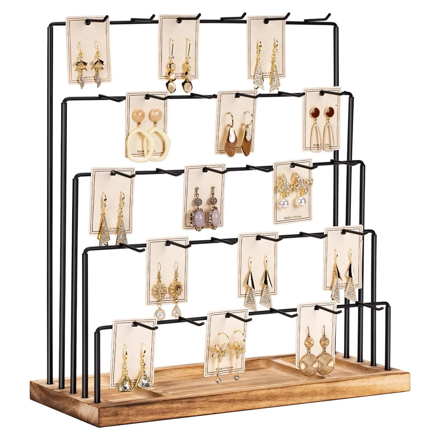 Soporte de Exhibición de Aretes DGWJSU Madera Rústica 39.4 cm