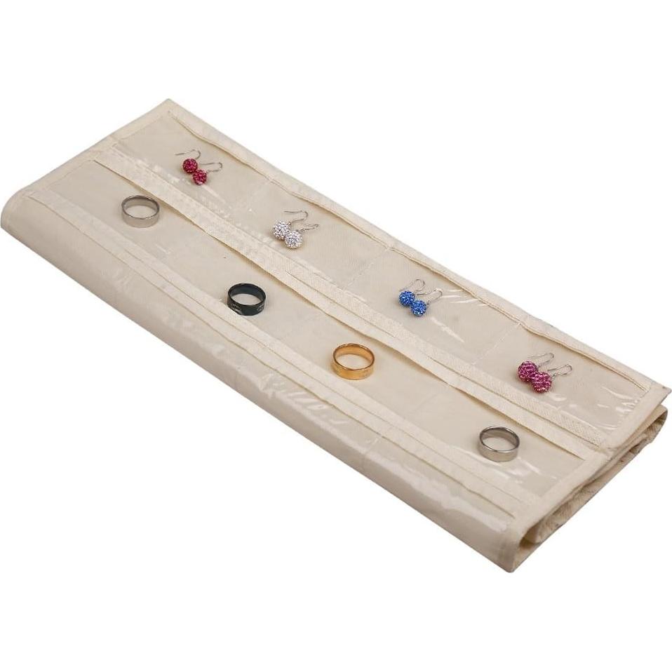 Organizador de Joyería Colgante BB Brotrade 80 Bolsillos Beige