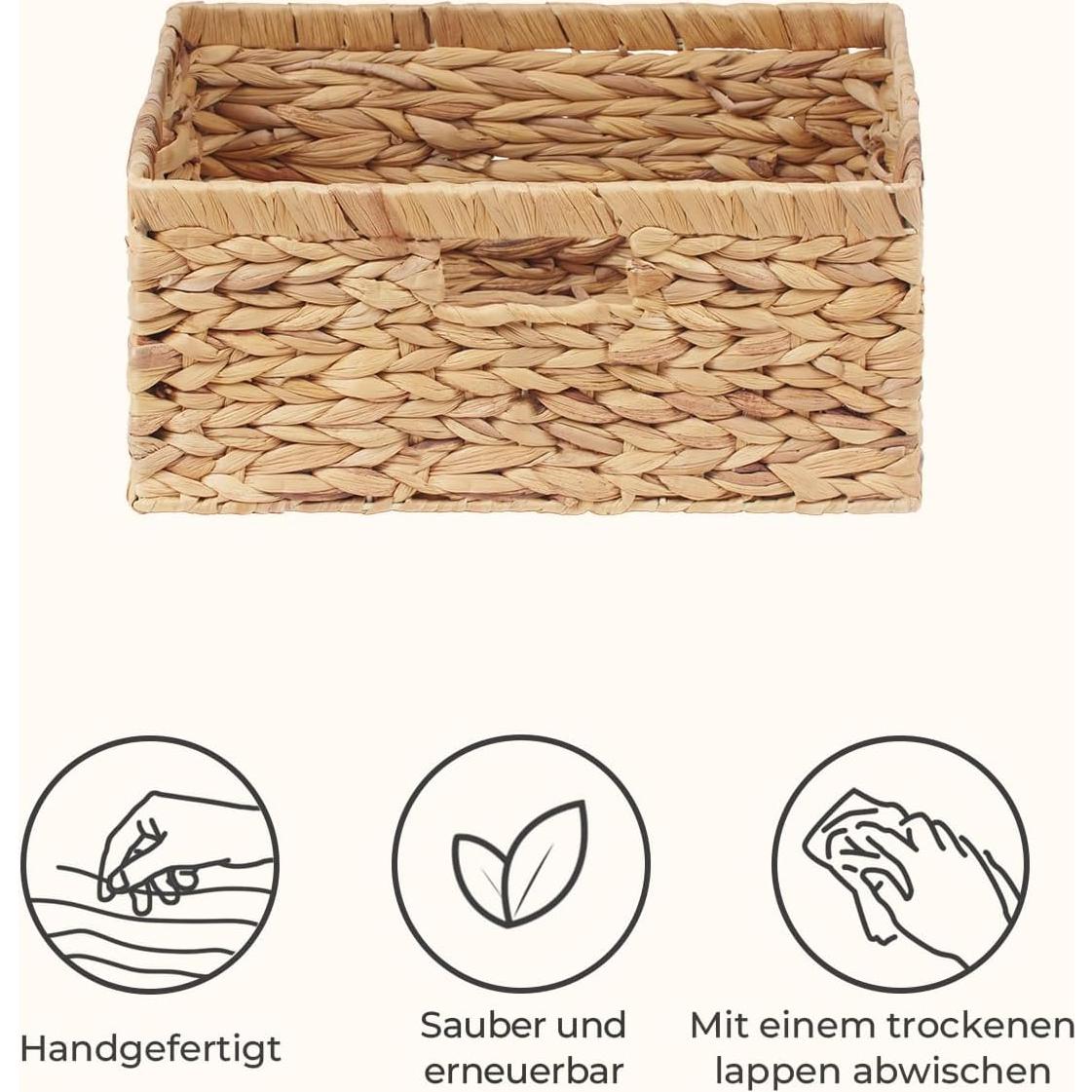 StorageWorks Extra Large Wicker Baskets for Organizing, Water Hyacinth Storage Basket with Built-in Handles, 1 Pack