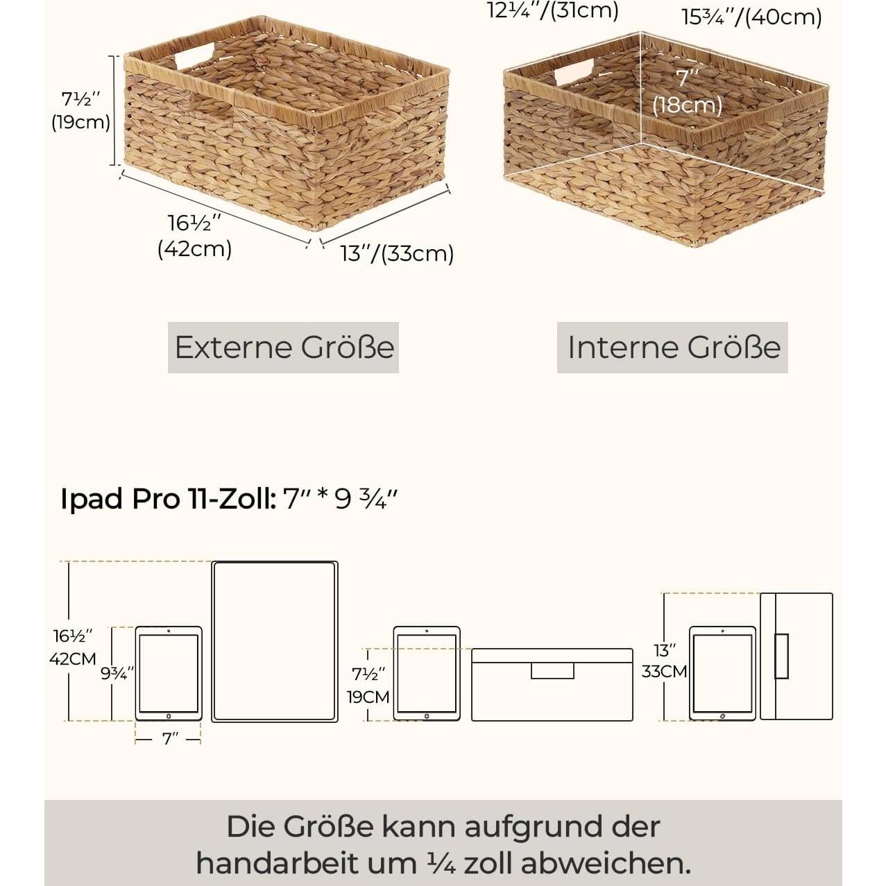 StorageWorks Extra Large Wicker Baskets for Organizing, Water Hyacinth Storage Basket with Built-in Handles, 1 Pack