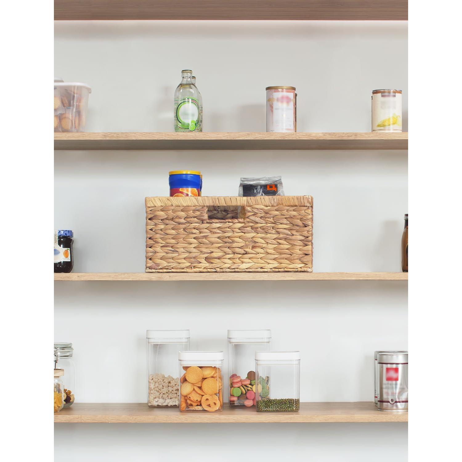 StorageWorks Extra Large Wicker Baskets for Organizing, Water Hyacinth Storage Basket with Built-in Handles, 1 Pack