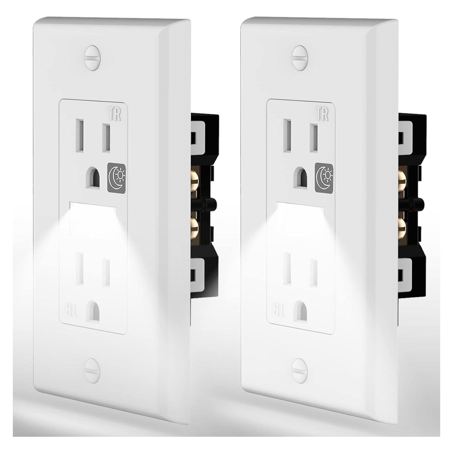 Toma de Corriente con Luz Nocturna SOZULAMP LED Blanca 2 Pzas