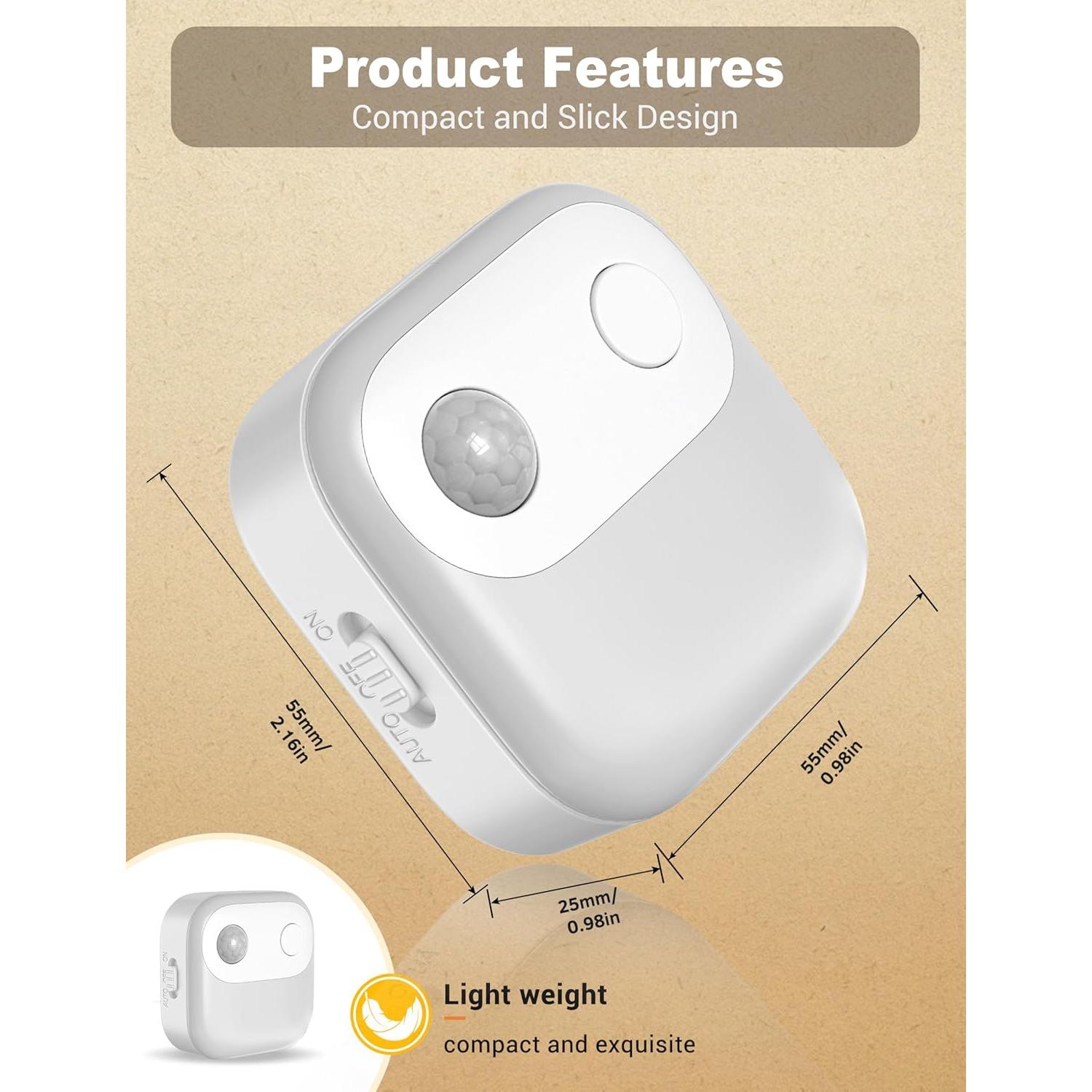Luz Nocturna Enchufable JandCase con Sensor de Movimiento 2 Pzs
