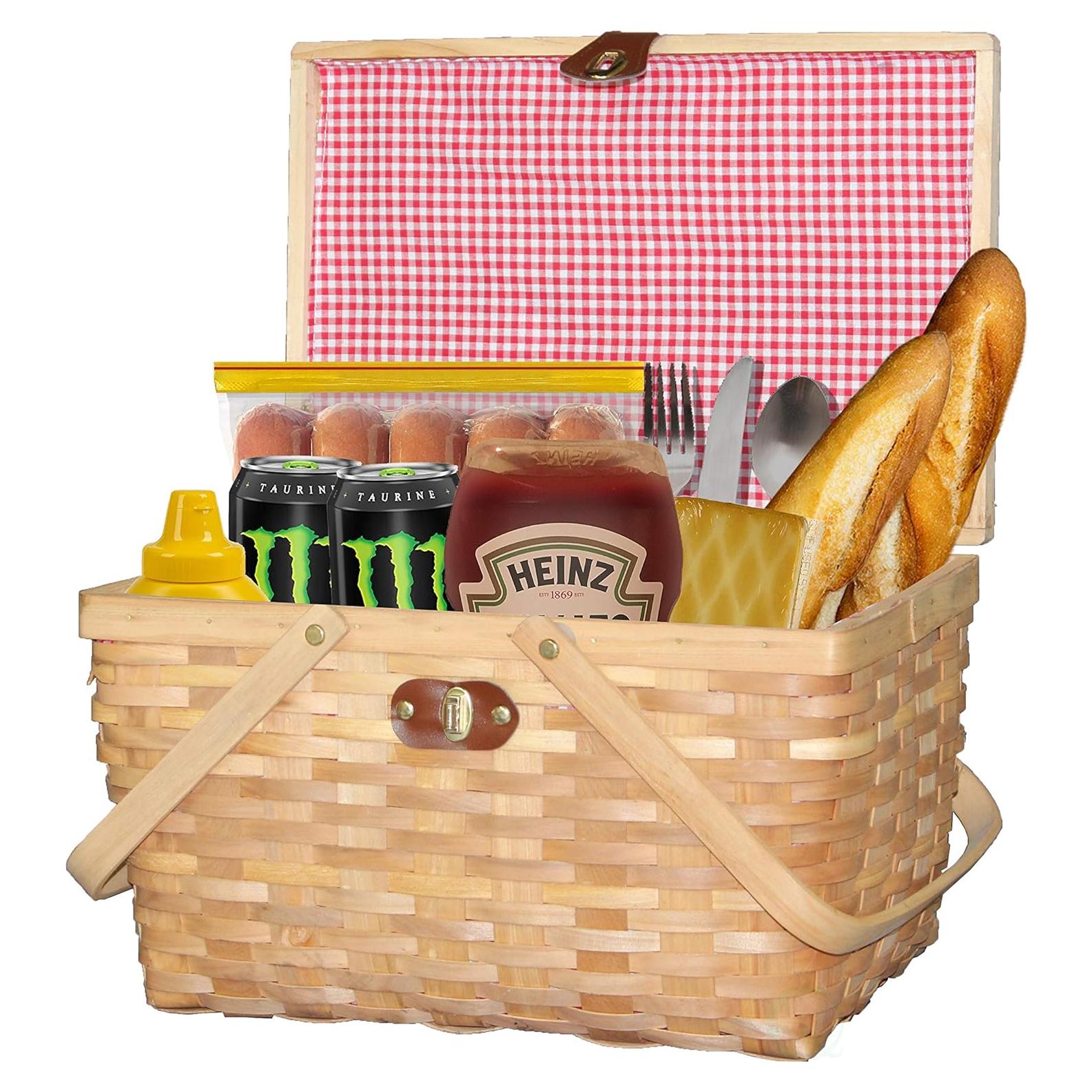 Cesta de Picnic de Madera Natural Vintiquewise 31.75x19.05cm