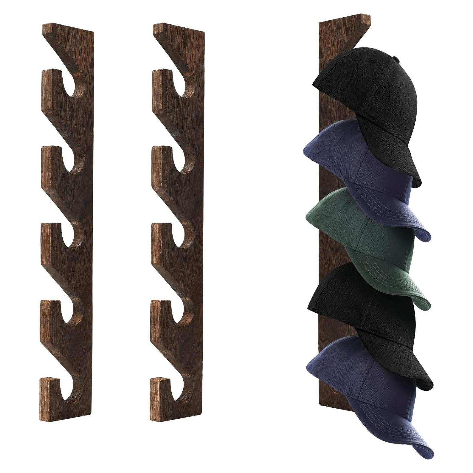 Perchero de Pared de Madera Bessny para Gorras - 2 Piezas