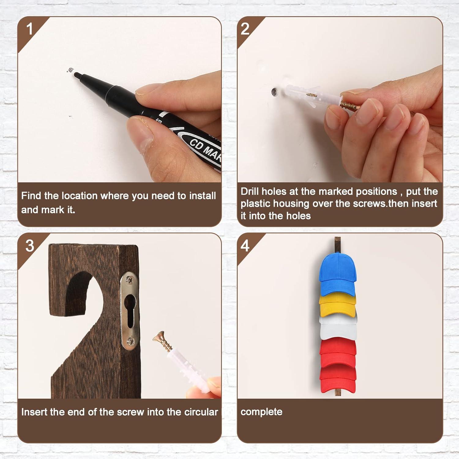 Perchero de Pared de Madera Bessny para Gorras - 2 Piezas