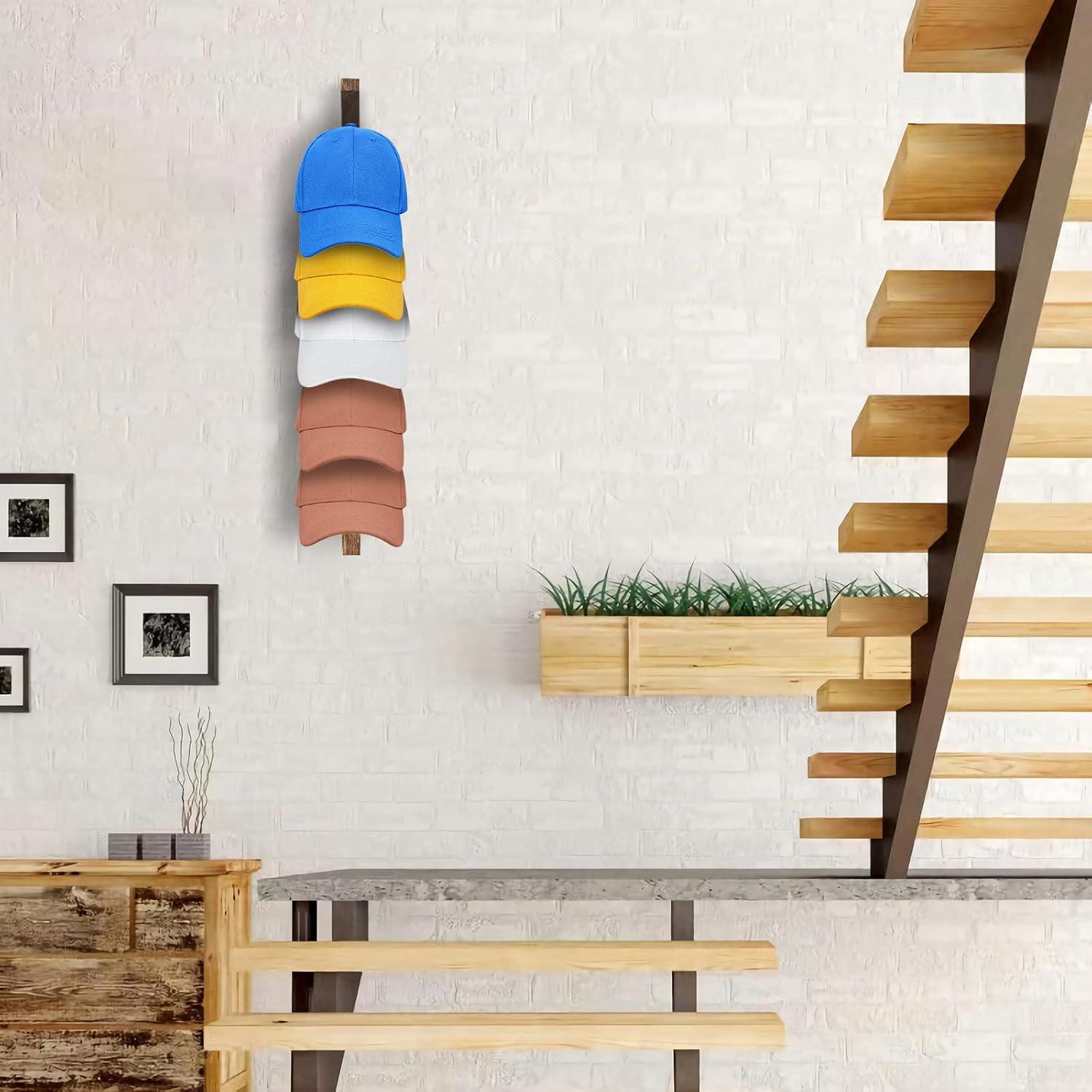 Perchero de Pared de Madera Bessny para Gorras - 2 Piezas