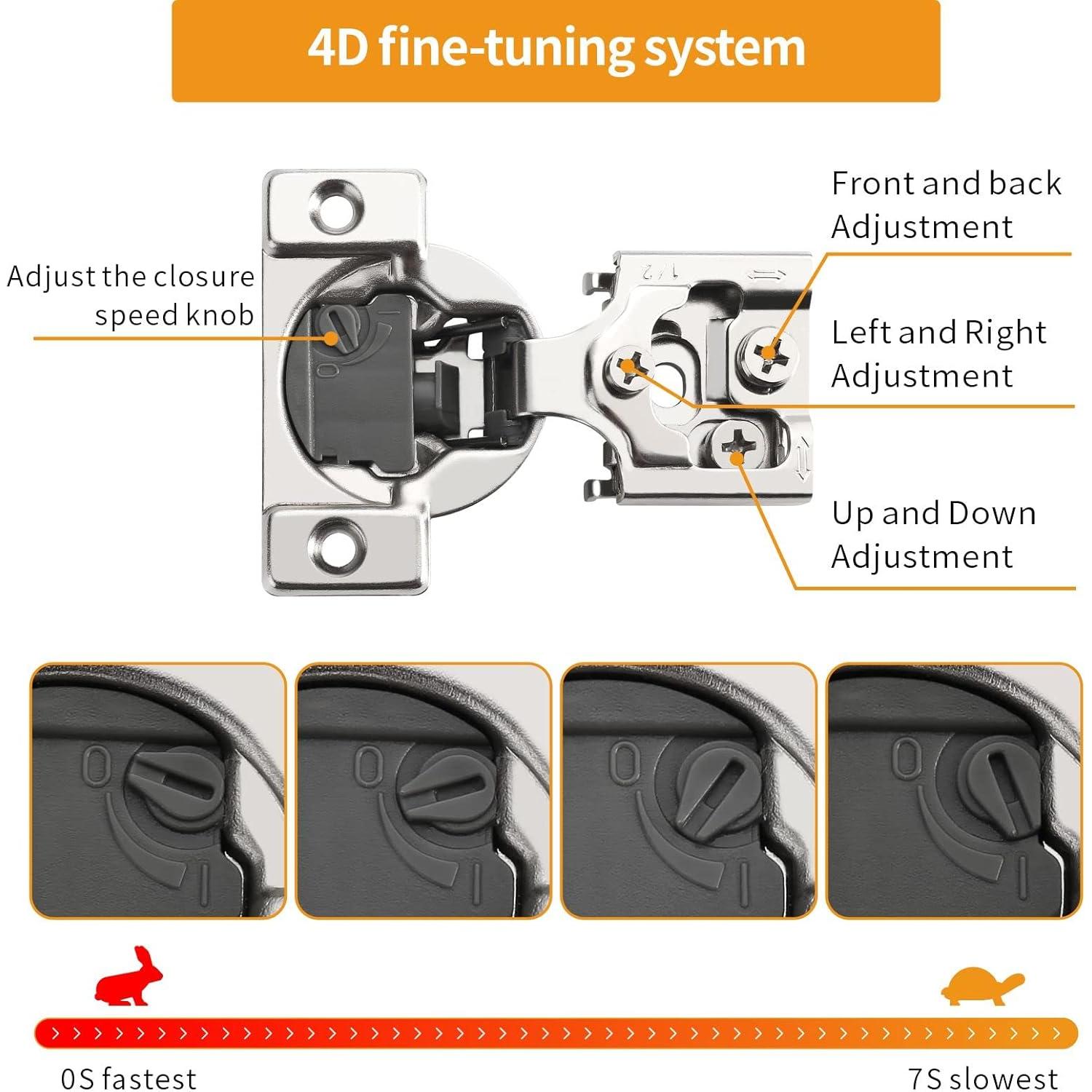 Paquete de 10 bisagras ocultas Chibery 4D cierre suave 1/2"