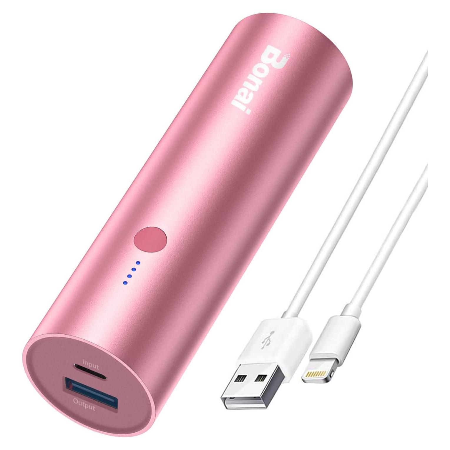 Batería Externa Portátil Bonai 5000mAh Oro Rosa con Cable