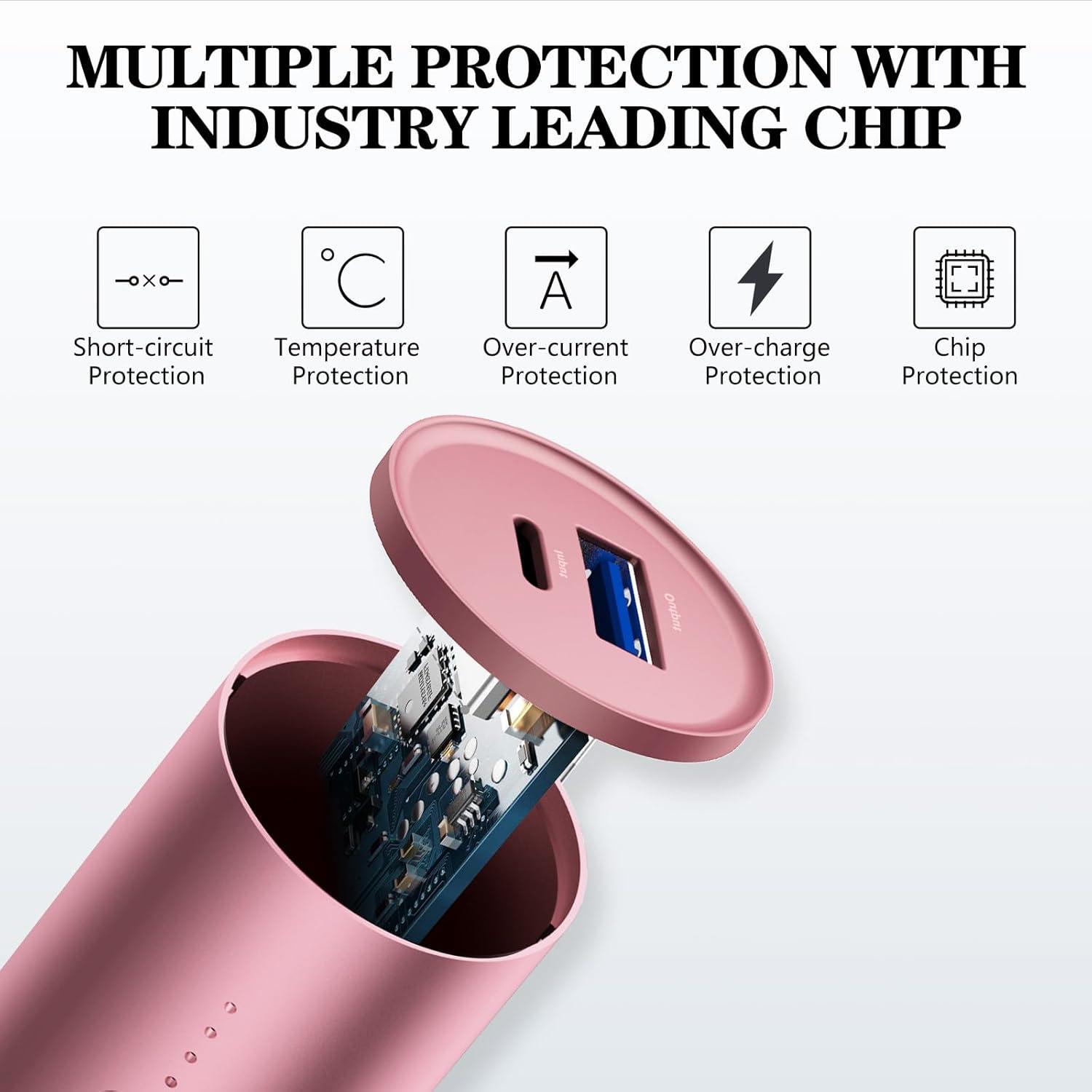 Batería Externa Portátil Bonai 5000mAh Oro Rosa con Cable