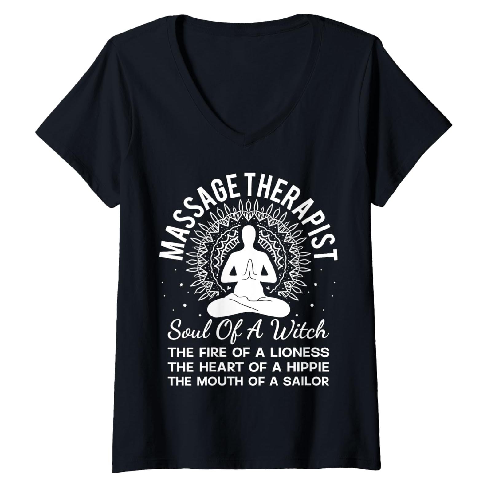 Camiseta V-Cuello Masajista Terapeuta Ropa Meditación Mujer