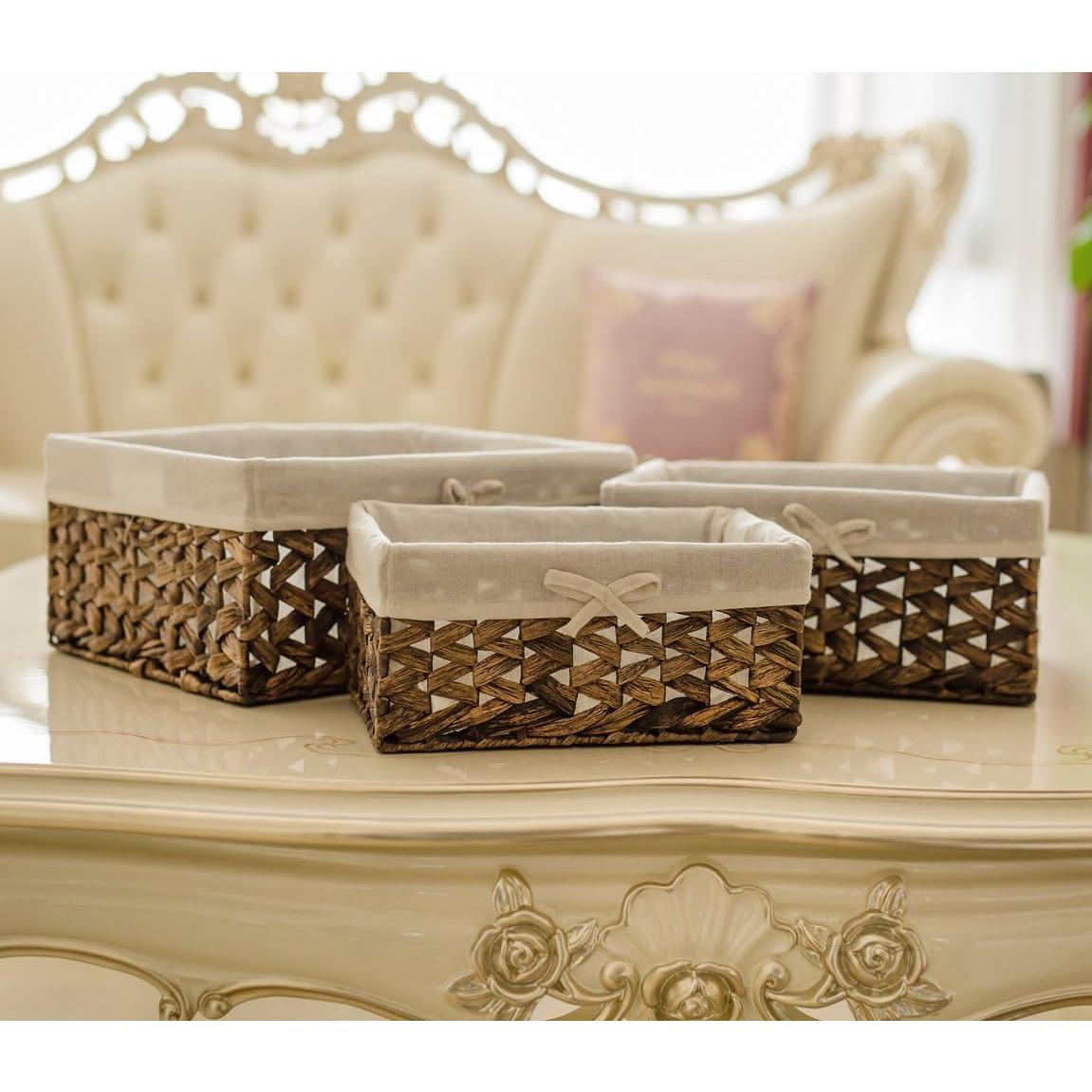 Cesta de Almacenamiento Rectangular KINGWILLOW de Juncos de Agua Grande