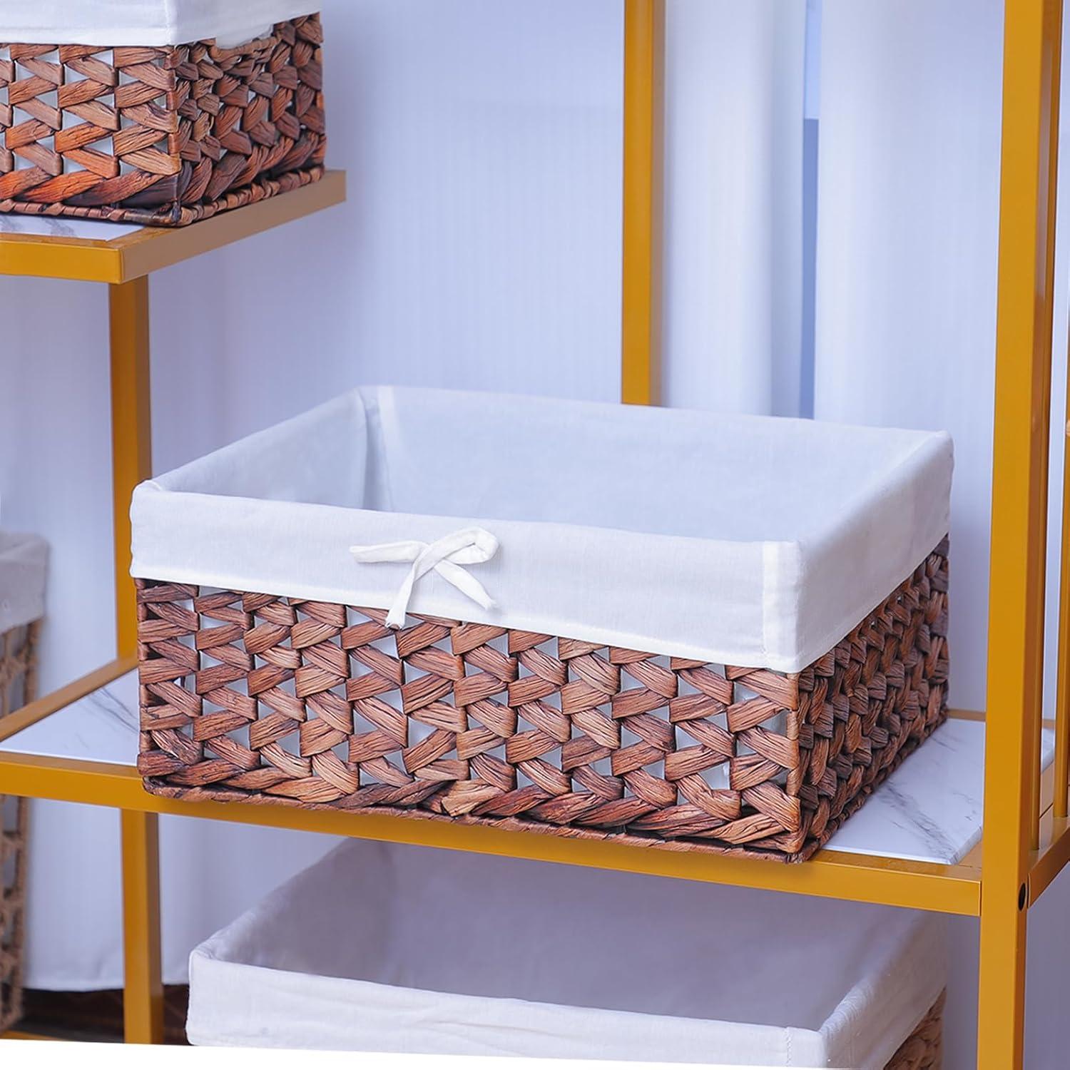 Cesta de Almacenamiento Rectangular KINGWILLOW de Juncos de Agua Grande