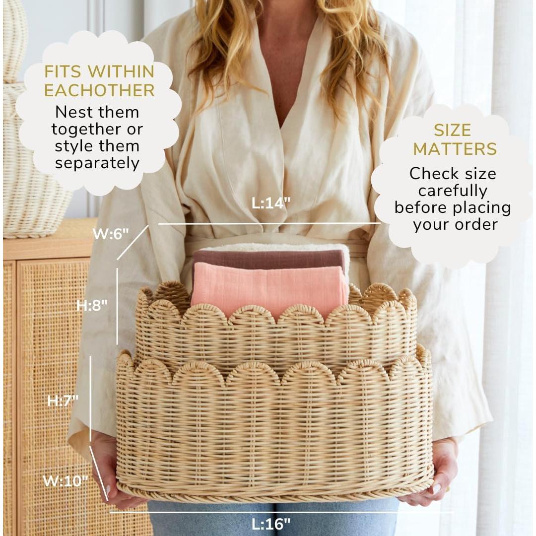 Conjunto de Cestas Escallopadas BEBE BASK - 2 Piezas 40x25x17 cm