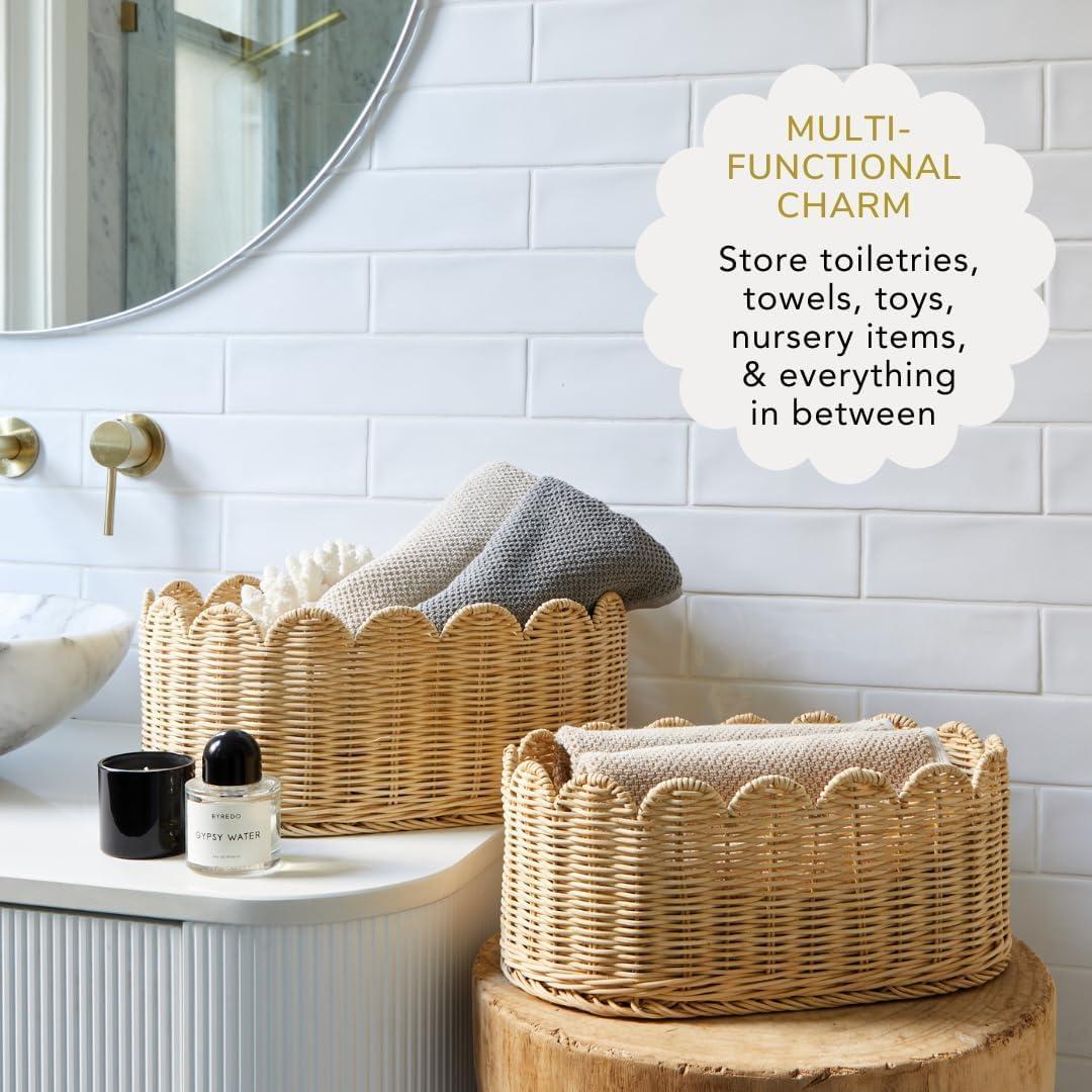 Conjunto de Cestas Escallopadas BEBE BASK - 2 Piezas 40x25x17 cm