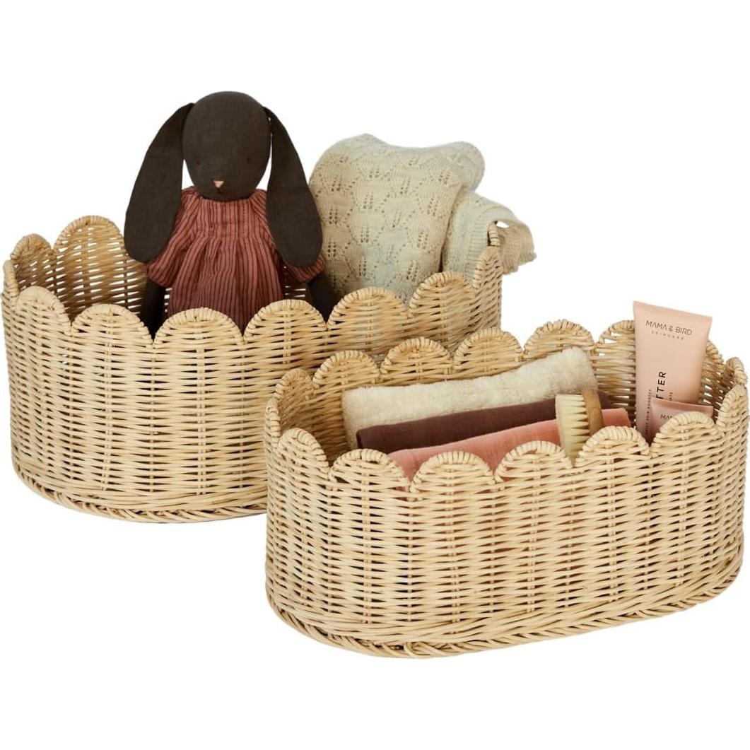 Conjunto de Cestas Escallopadas BEBE BASK - 2 Piezas 40x25x17 cm
