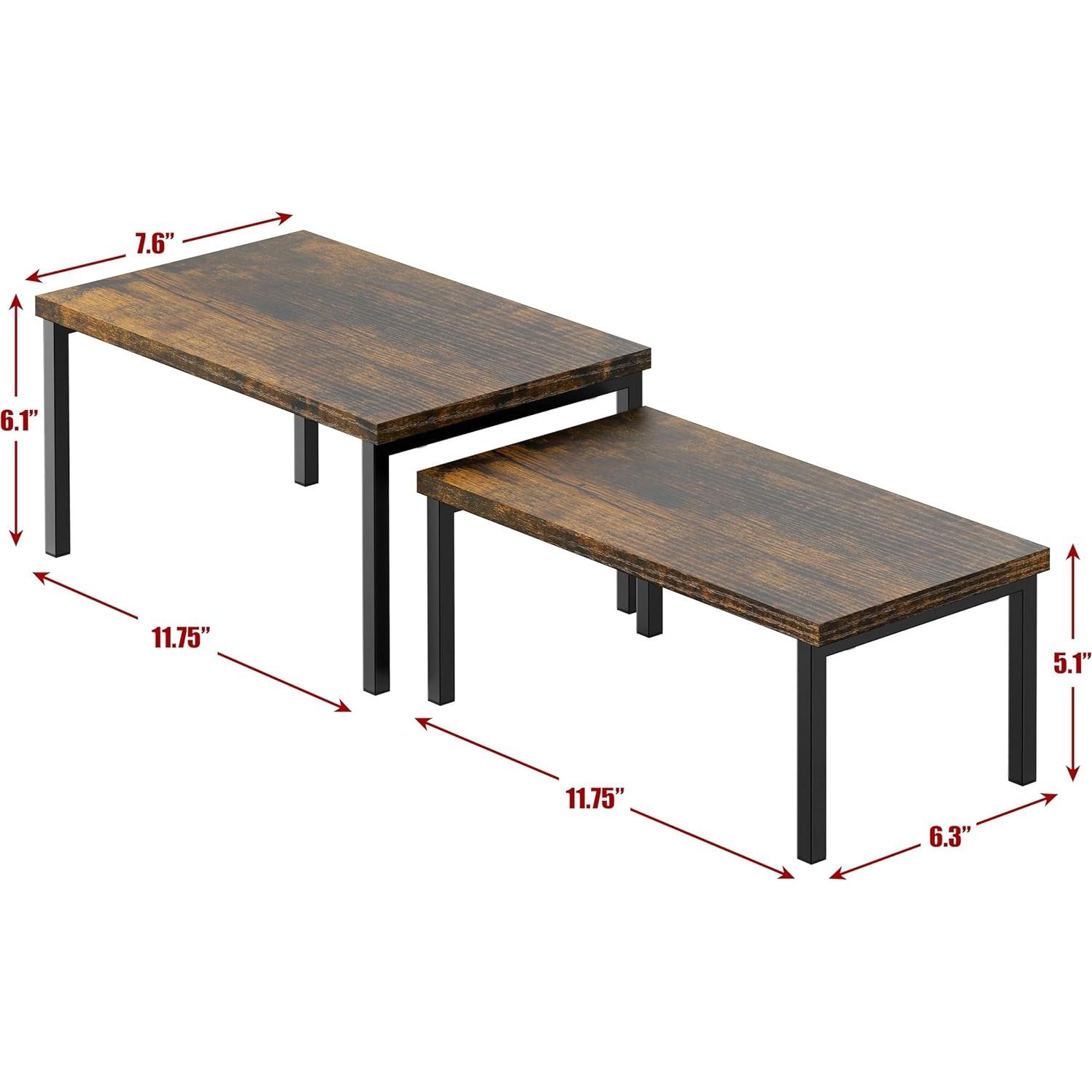 Simple Houseware Wooden Top Expandable Stackable Kitchen Cabinet and Counter Shelf Organizer, Rustic Brown