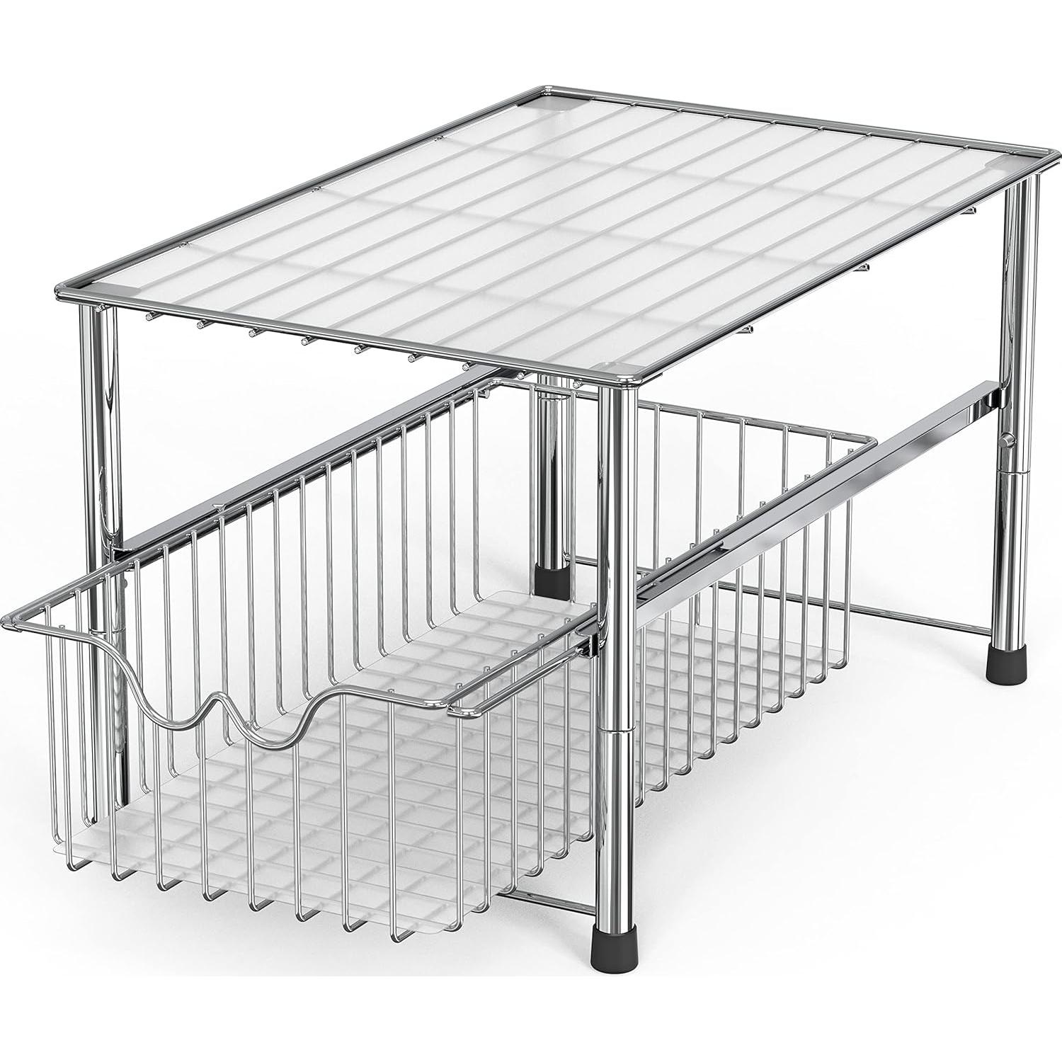 Organizador Apilable DecoBros Cromo con Canasta Deslizante