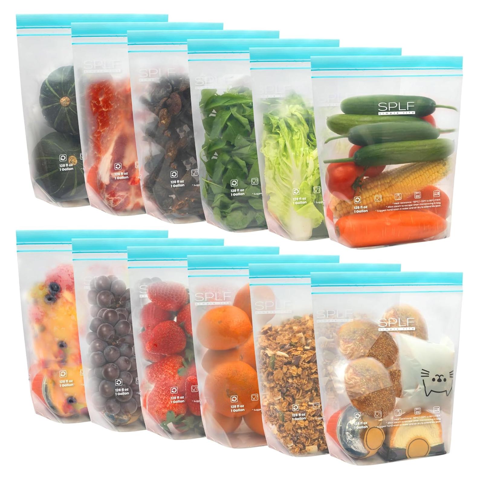 Bolsas Reutilizables SPLF 1 Galón 12 Piezas A Prueba de Fugas