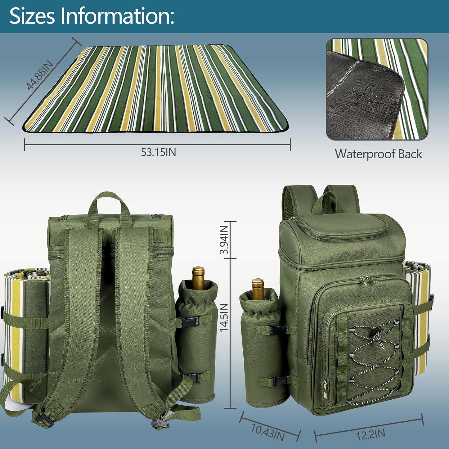 Mochila de Picnic Hap Tim para 4 Personas con Manta y Enfriador