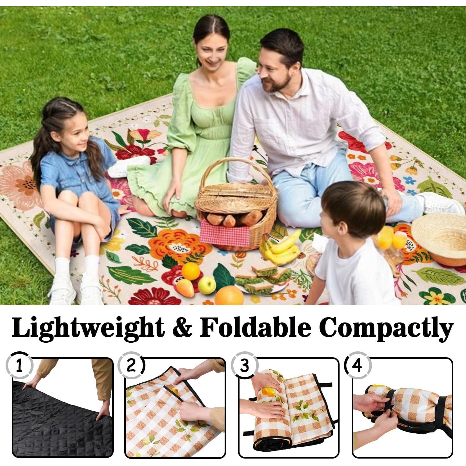 Mantel de Picnic Impermeable QDJGSDDGM 2.03m x 2.03m Floral