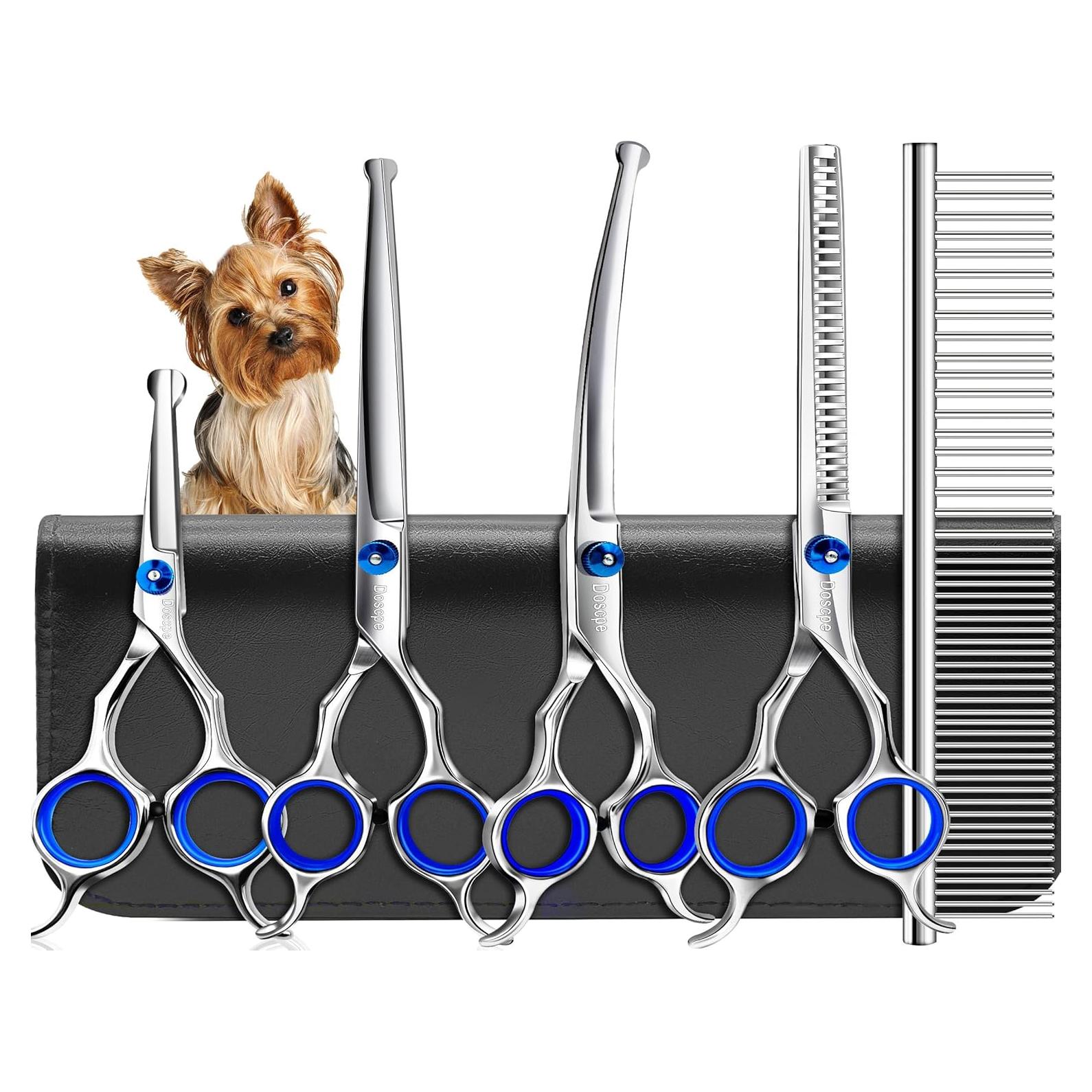 Juego de Tijeras de Aseo Profesional Doscpe 6 en 1 para Mascotas