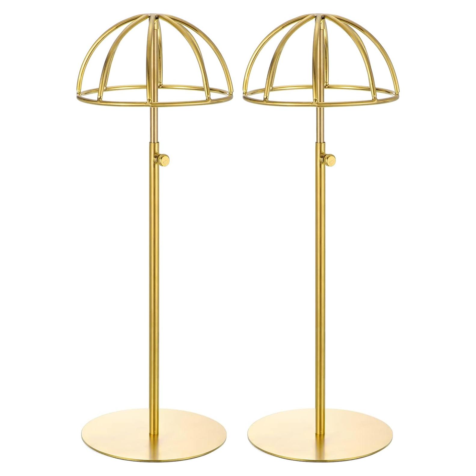 Soporte de Exhibición de Sombreros uxcell - Metal Dorado, 2 Piezas, Altura Ajustable 30-60cm
