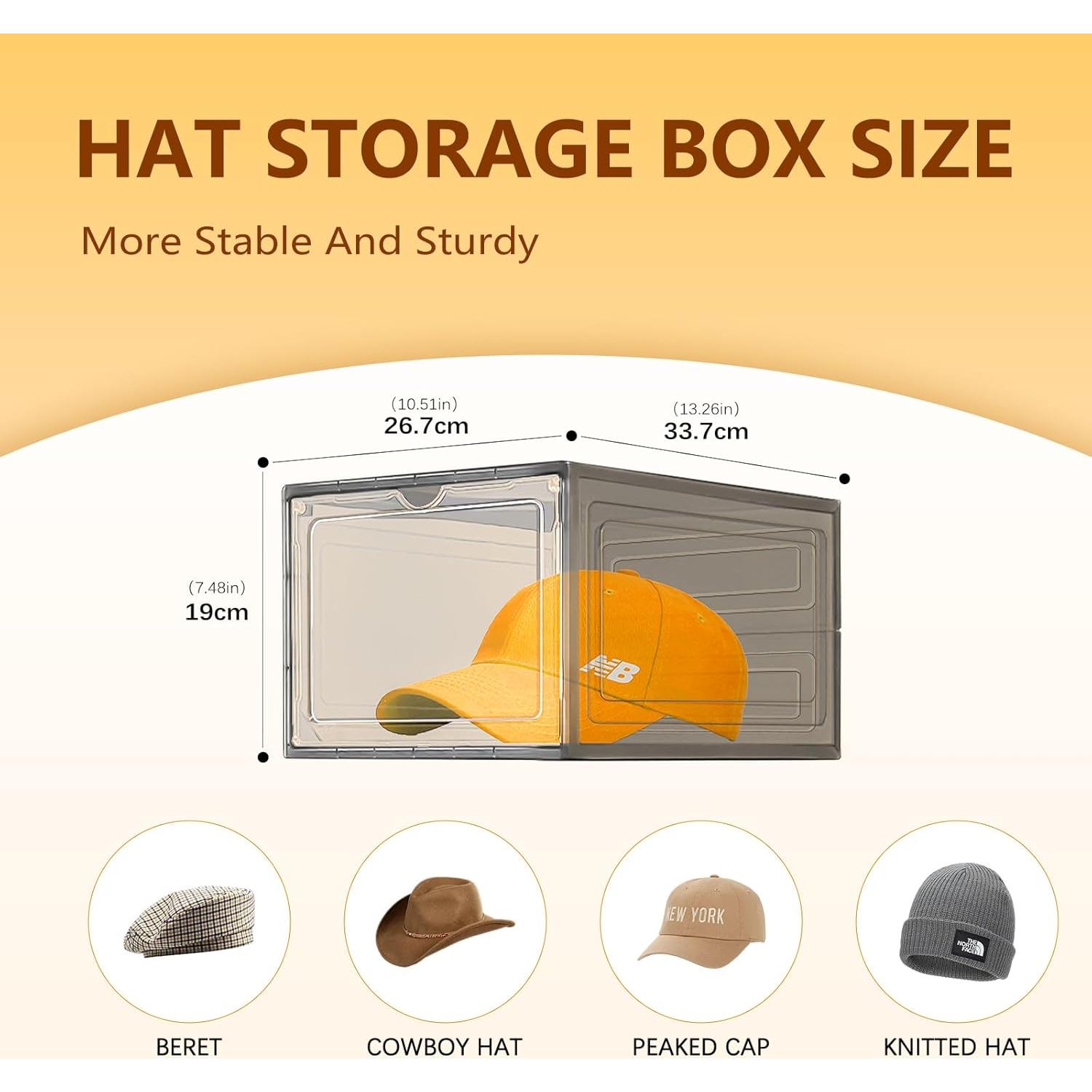 Caja Organizadora de Sombreros EZJOB, Paquete de 8, Plástico Transparente