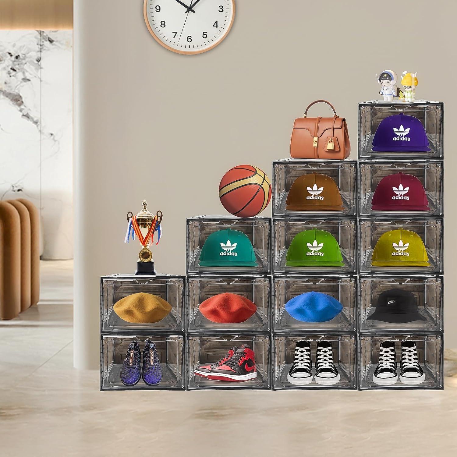 Caja Organizadora de Sombreros EZJOB, Paquete de 8, Plástico Transparente