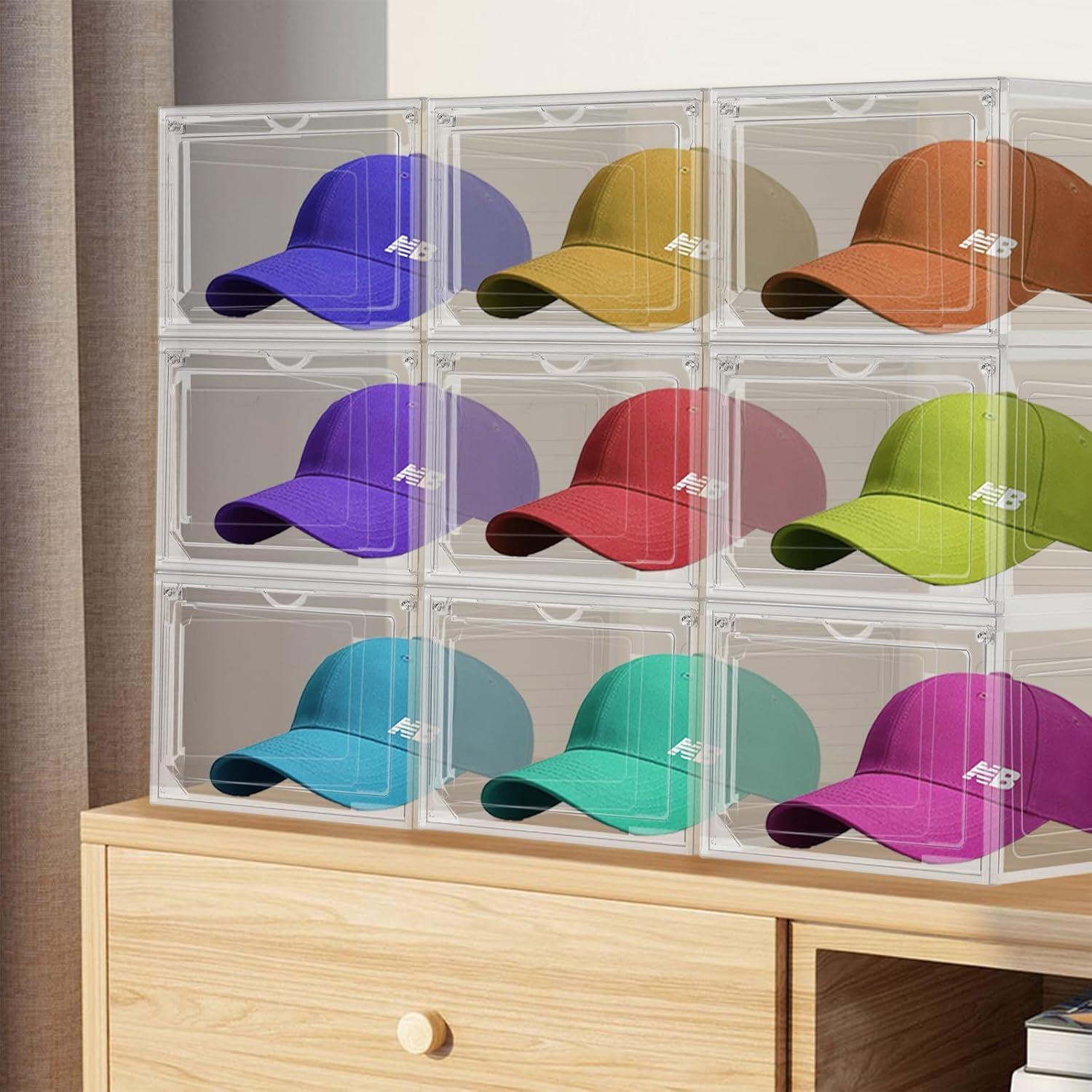 Caja Organizadora de Sombreros EZJOB, Paquete de 8, Plástico Transparente