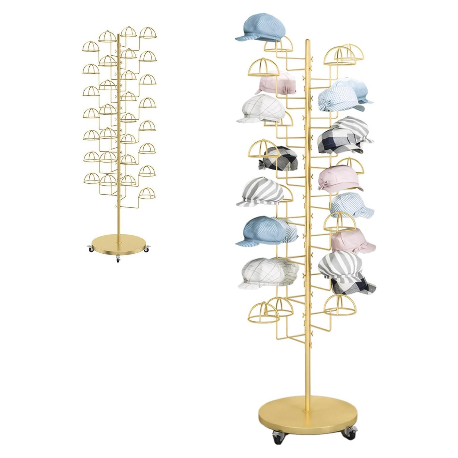 Soporte para Sombreros HEOTJUUQ de Metal 30 Ganchos Dorado